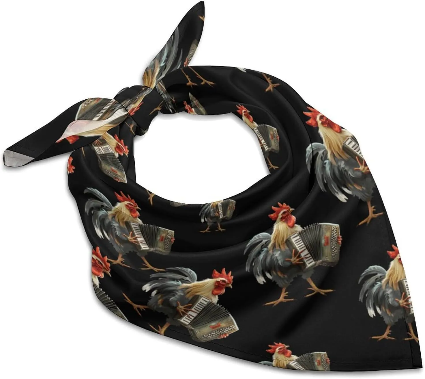 Accordion Chicken Breathable Square Silk Scarf Fashion Pattern Lightweight Neck Hair Head Scarves