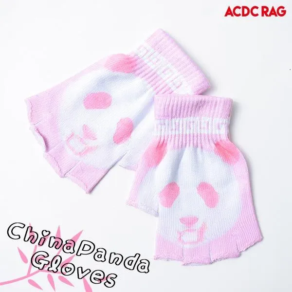 ACDC RAG Pink Panda Fingerless Gloves