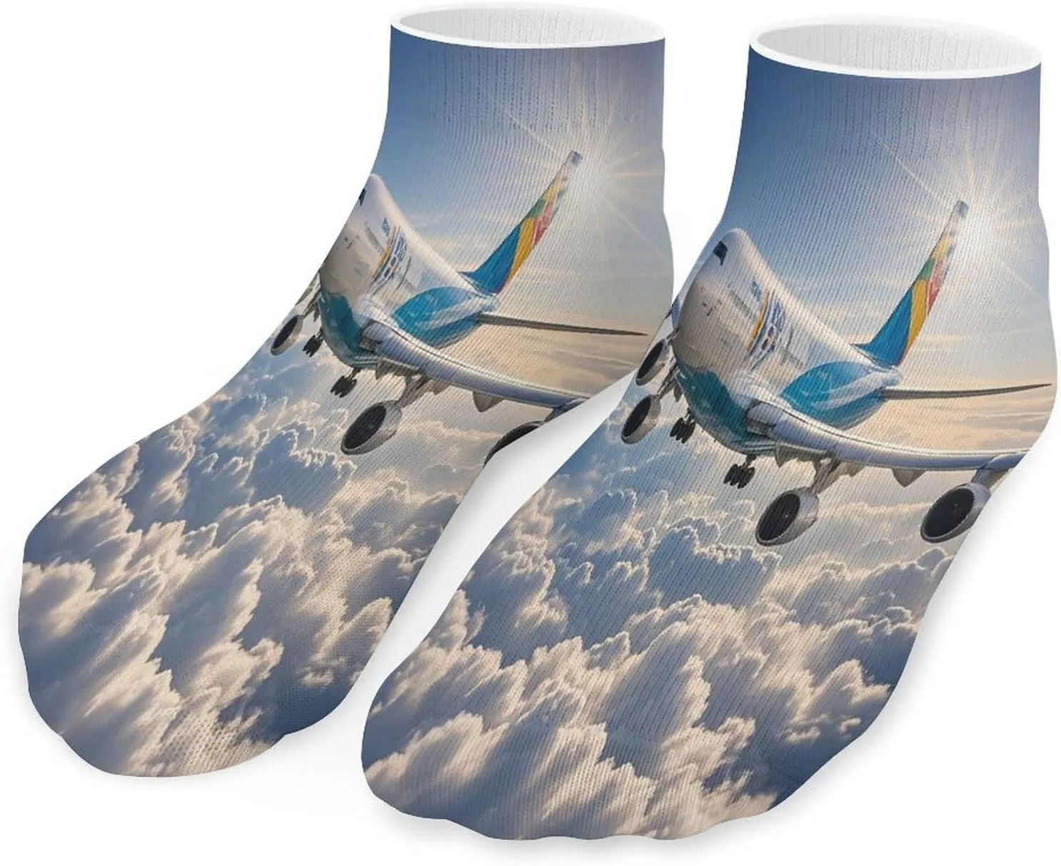 Airplane Socks Low Cut Ankle Short Sock Novelty Casual Invisible Liner Socks for Men Women