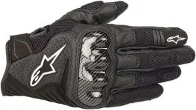 Alpinestars SMX-1 Air V2 Gloves, Short Cuff Fit, Leather and Mesh Construction, CE-Certified, Ergonomic Protection, Summer Riding Glove, M, Black