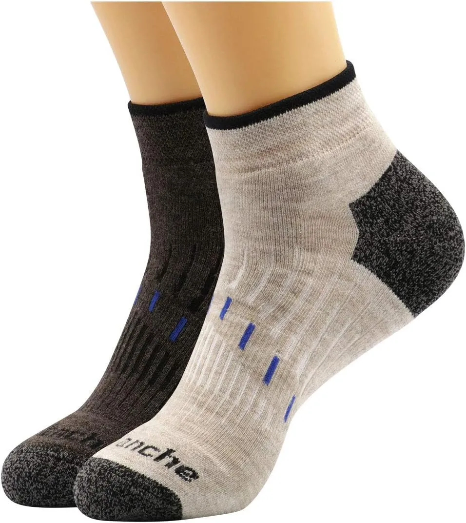 Avalanche Men's Quick Drying Merino Wool Blend Low Cut Socks With Arch Support 2-Pack