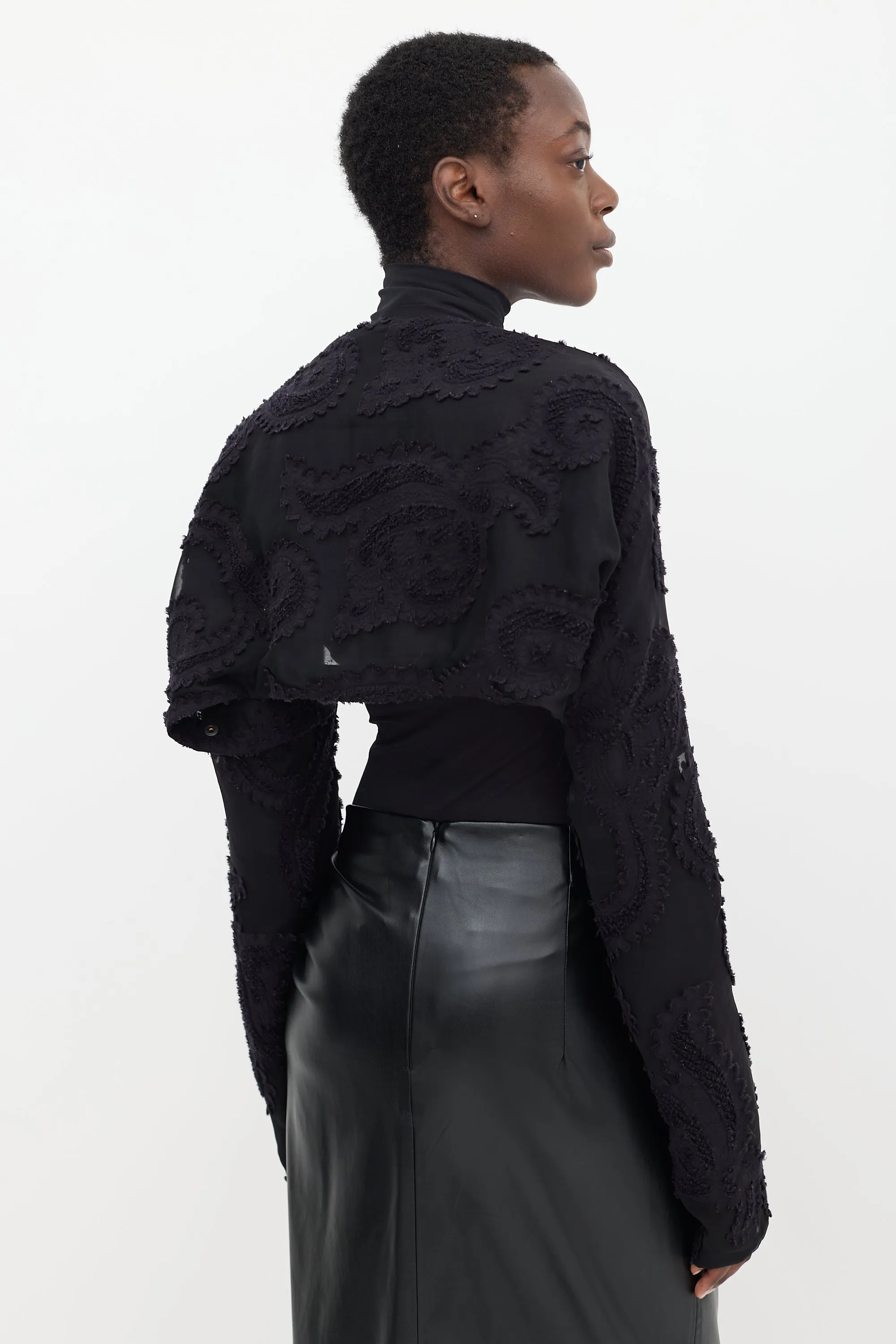 Black Sheer Paisley Bolero Scarf
