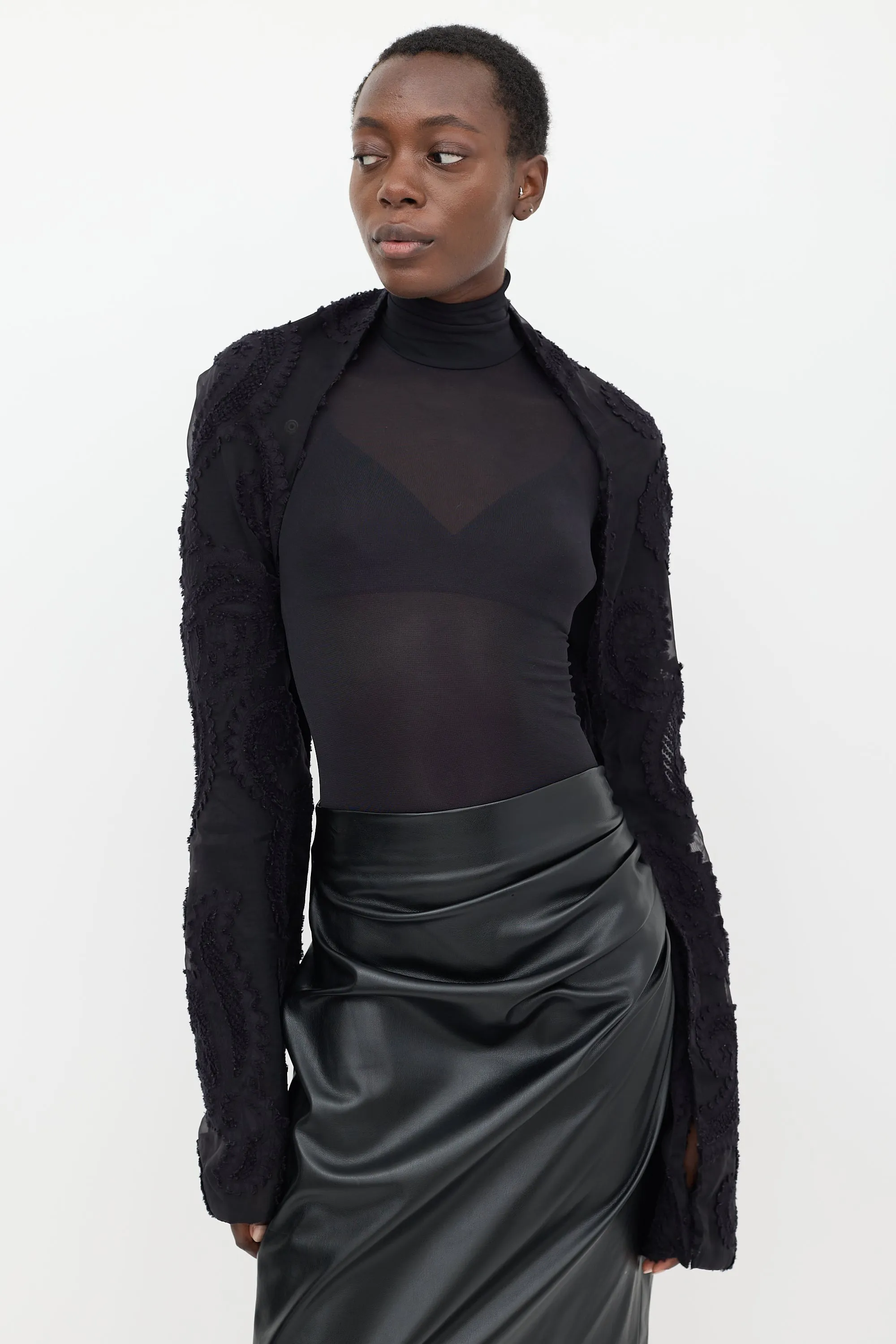 Black Sheer Paisley Bolero Scarf