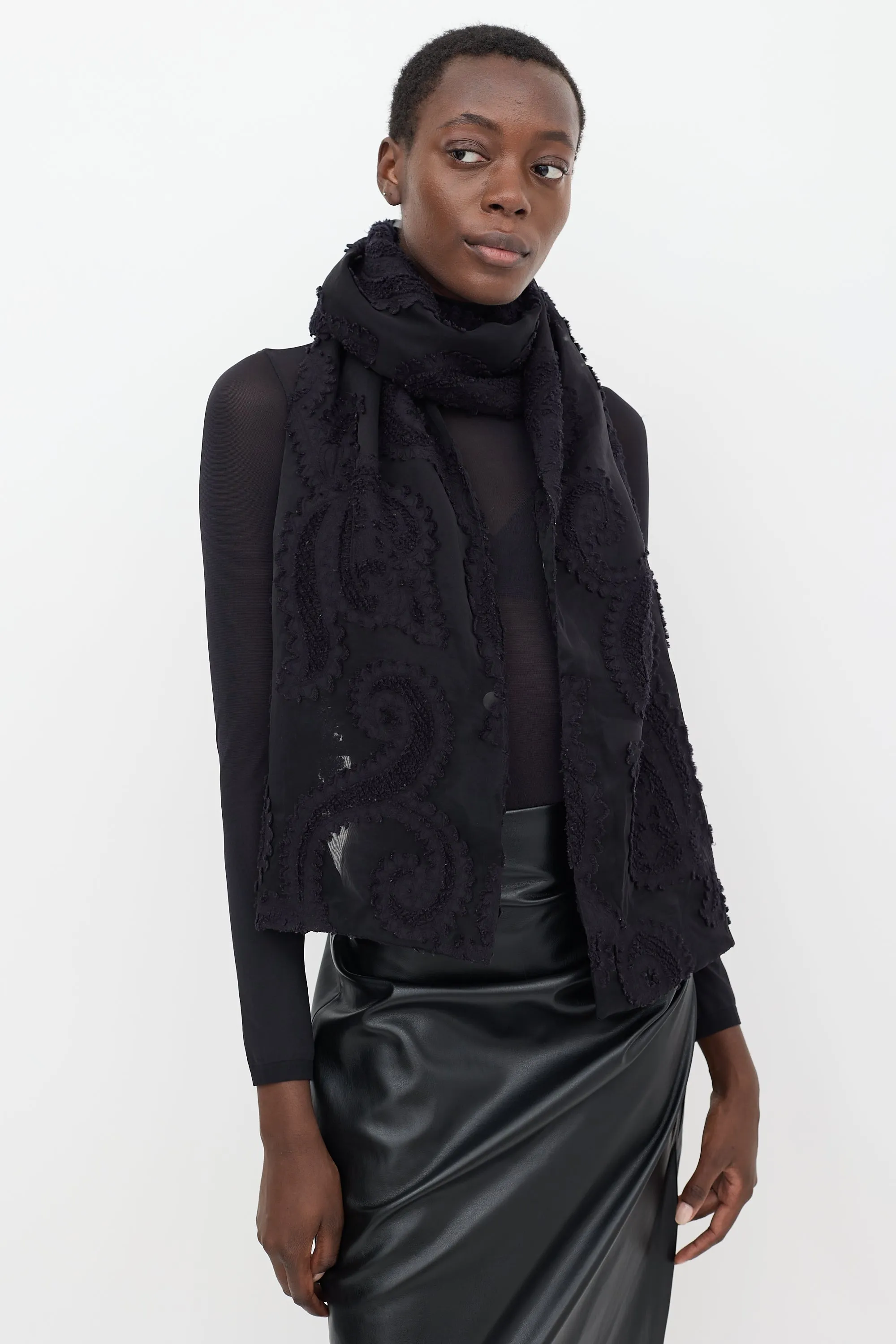 Black Sheer Paisley Bolero Scarf