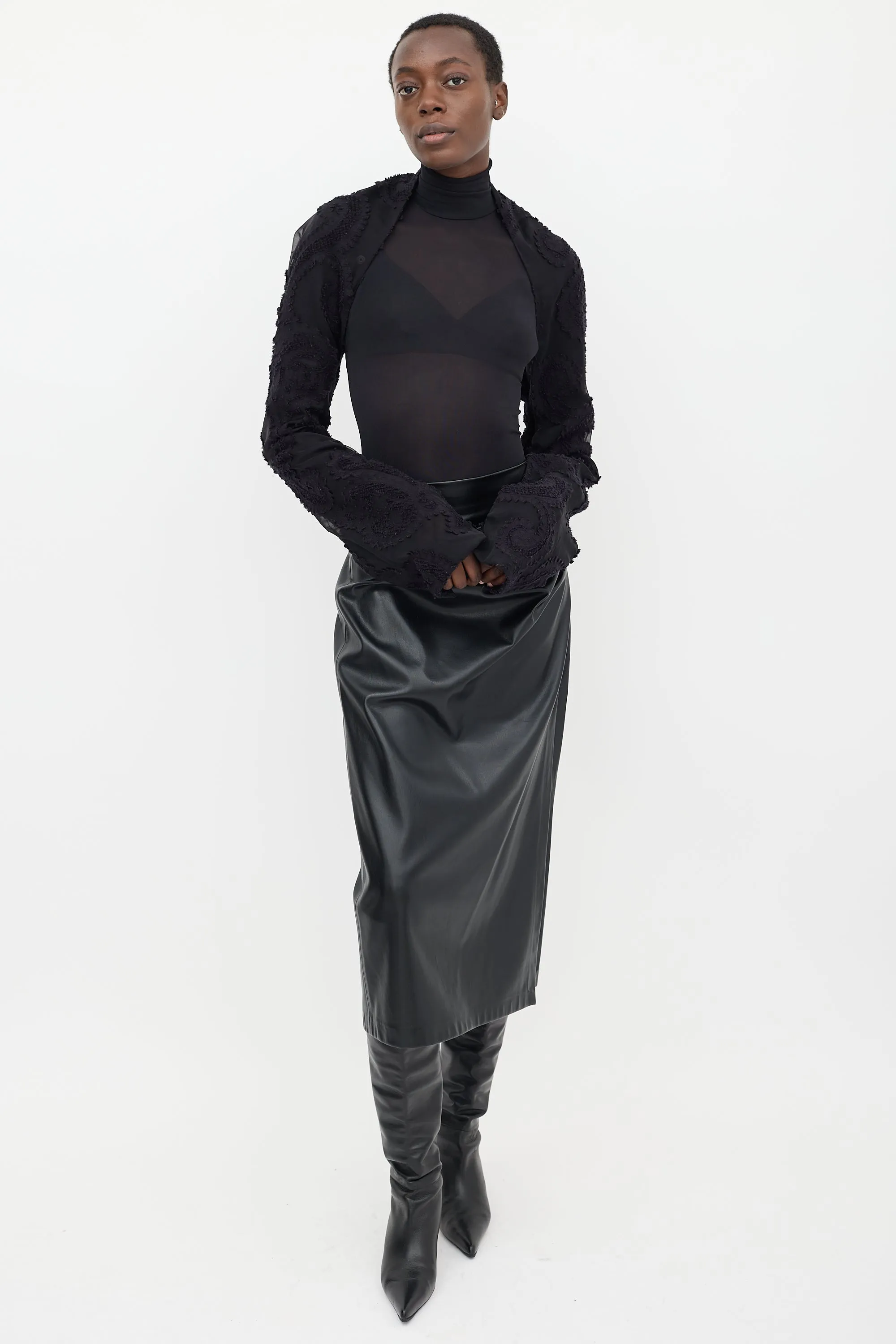 Black Sheer Paisley Bolero Scarf