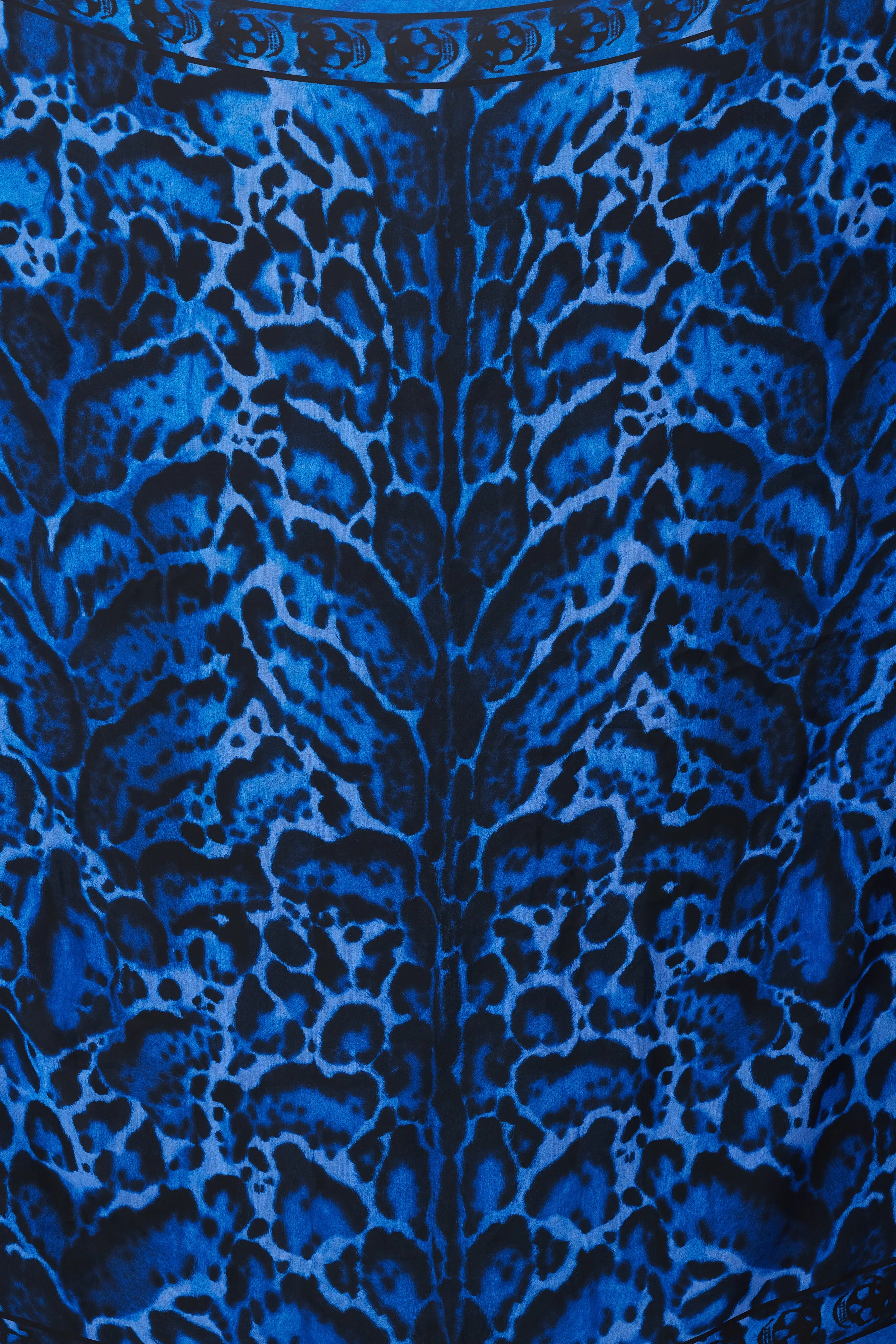 Blue & Black Silk Skull Scarf