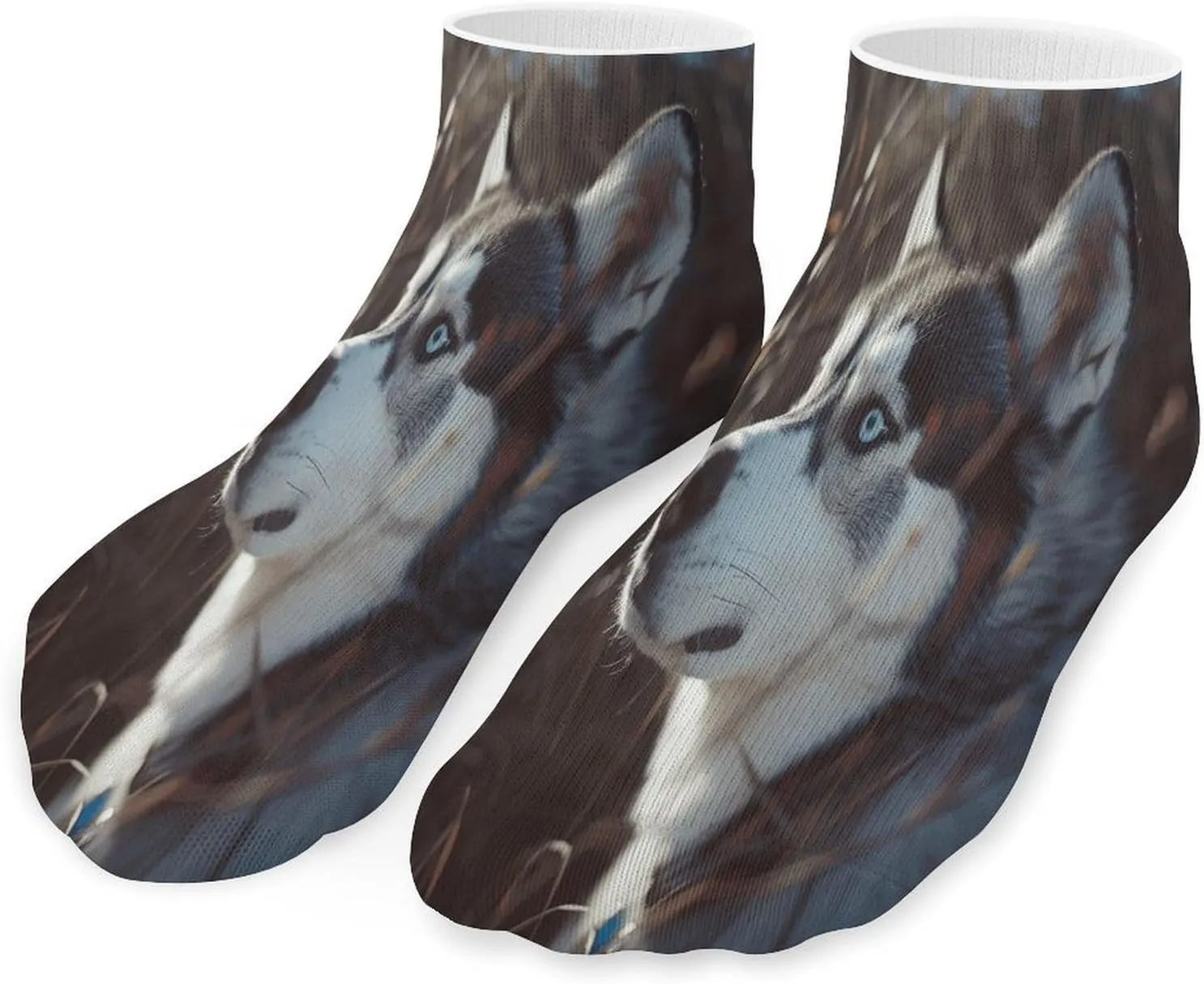 Blue Eyed Husky Dog Socks Low Cut Ankle Short Sock Novelty Casual Invisible Liner Socks for Men Women