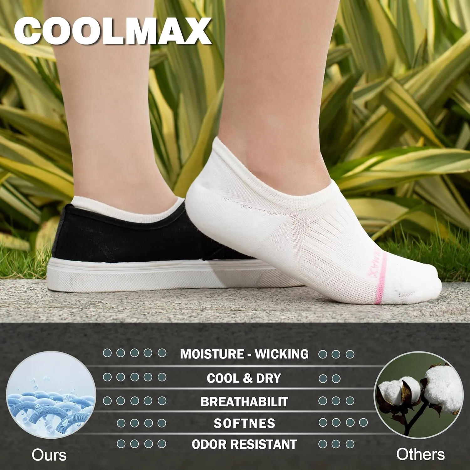 BRISIRA Bamboo Viscose Coolmax Running Golf No Show Socks Women Compression Moisture Wicking Performance Low Cut Tab Athletic