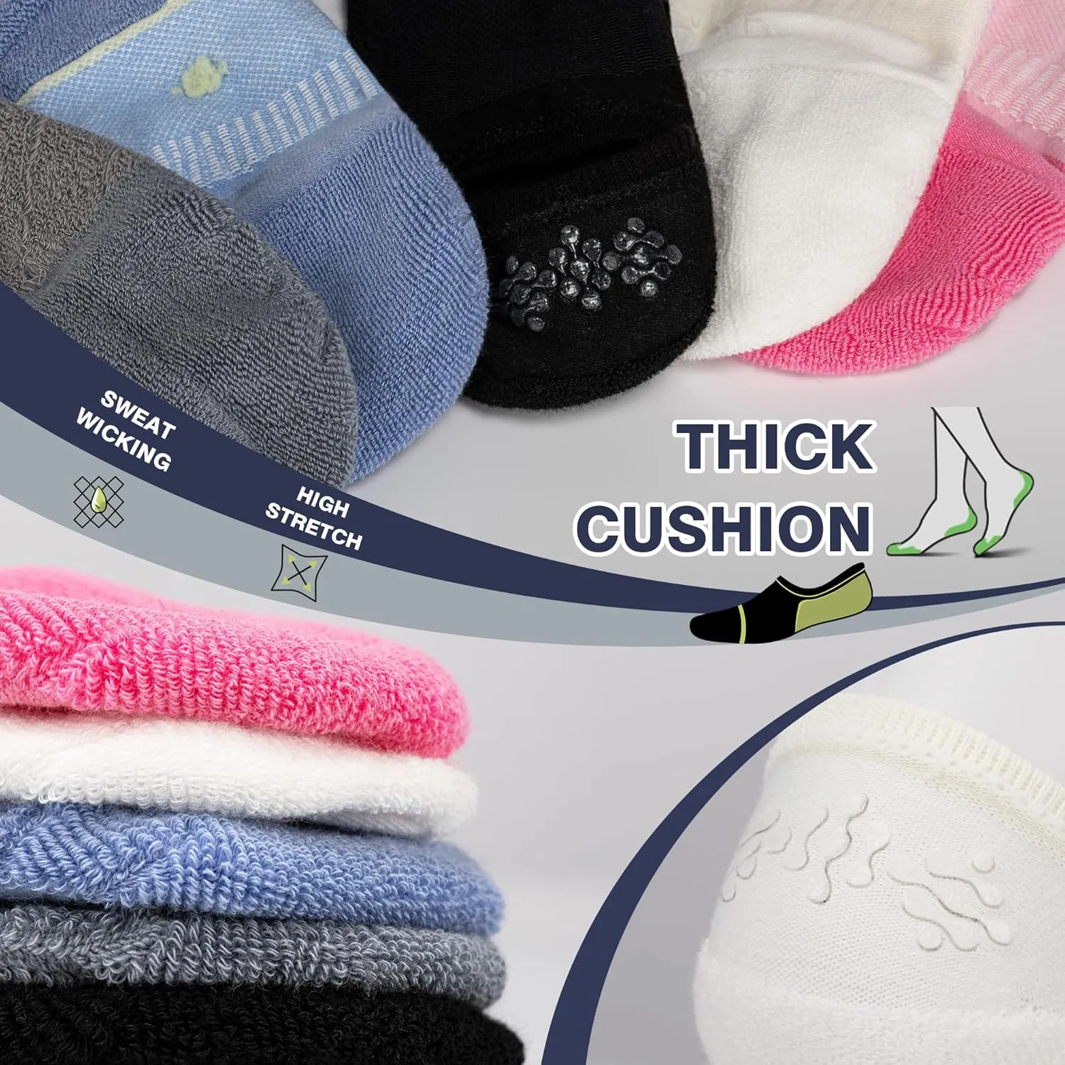BRISIRA Bamboo Viscose Coolmax Running Golf No Show Socks Women Compression Moisture Wicking Performance Low Cut Tab Athletic
