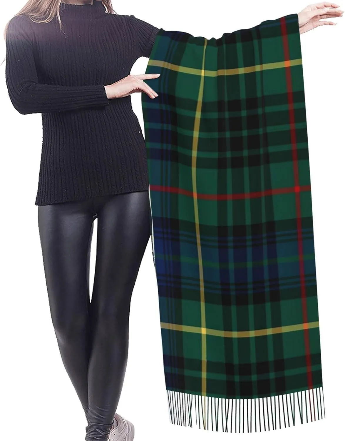 Clan Stewart Hunting Tartan Imitation Cashmere Tassel Scarf Winter Scarf Autumn Softest Classic Warm