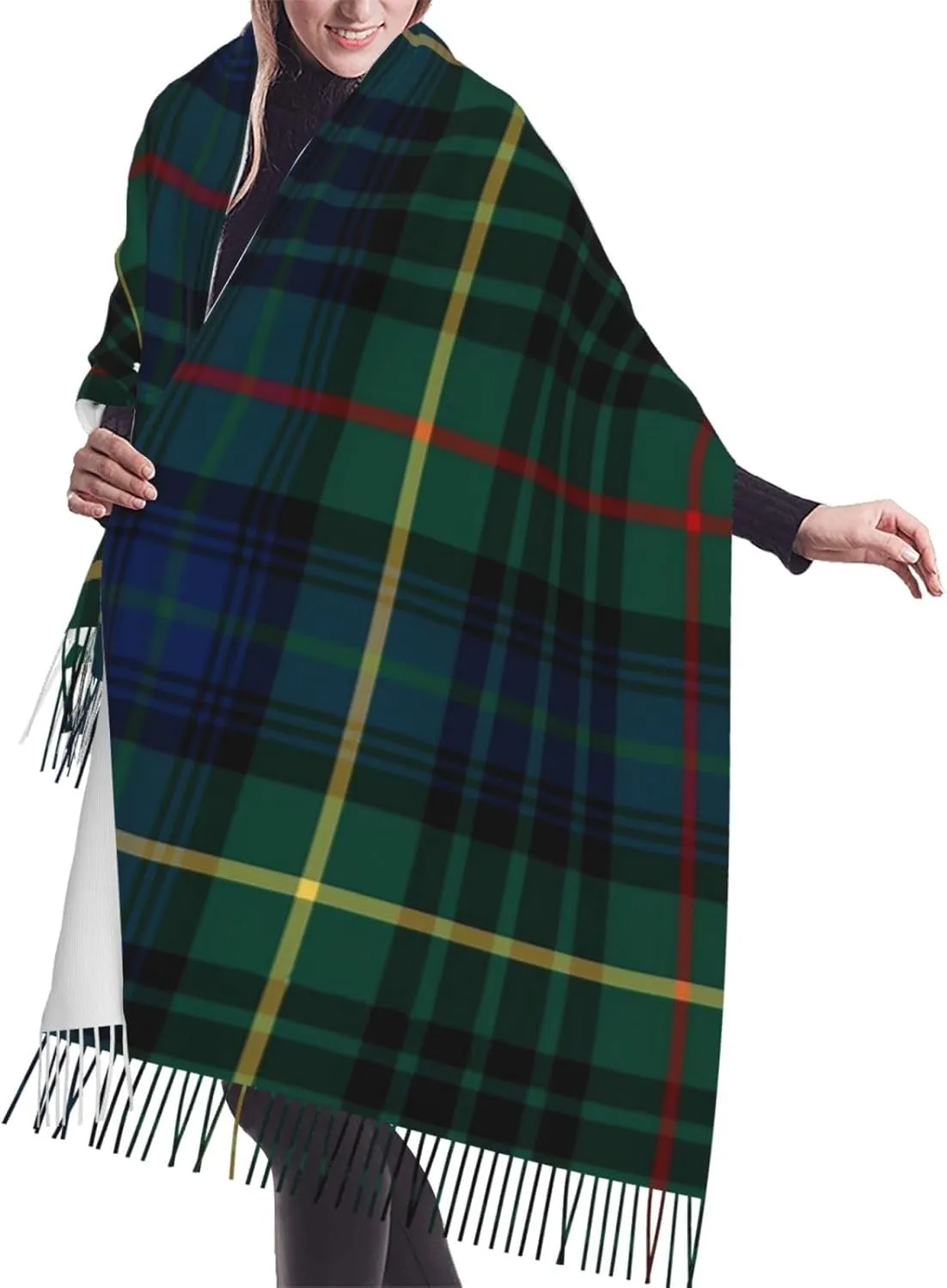 Clan Stewart Hunting Tartan Imitation Cashmere Tassel Scarf Winter Scarf Autumn Softest Classic Warm