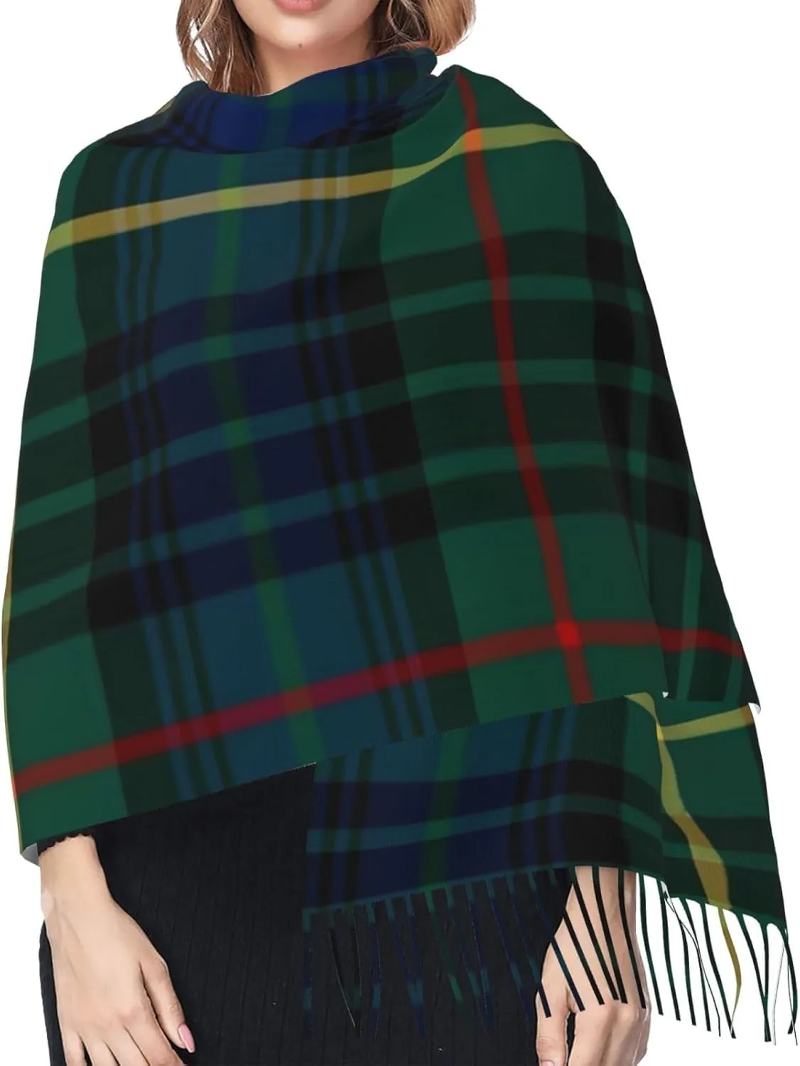 Clan Stewart Hunting Tartan Imitation Cashmere Tassel Scarf Winter Scarf Autumn Softest Classic Warm