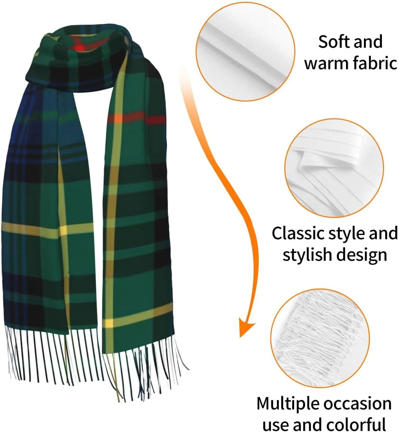 Clan Stewart Hunting Tartan Imitation Cashmere Tassel Scarf Winter Scarf Autumn Softest Classic Warm