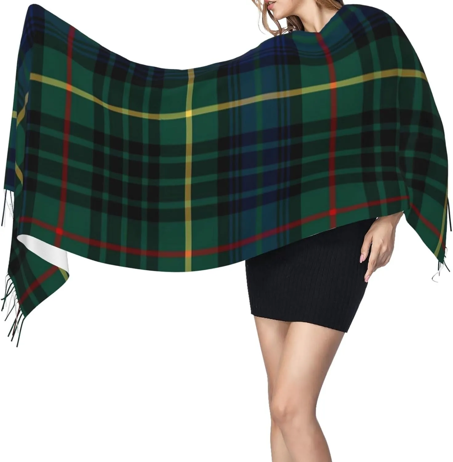 Clan Stewart Hunting Tartan Imitation Cashmere Tassel Scarf Winter Scarf Autumn Softest Classic Warm
