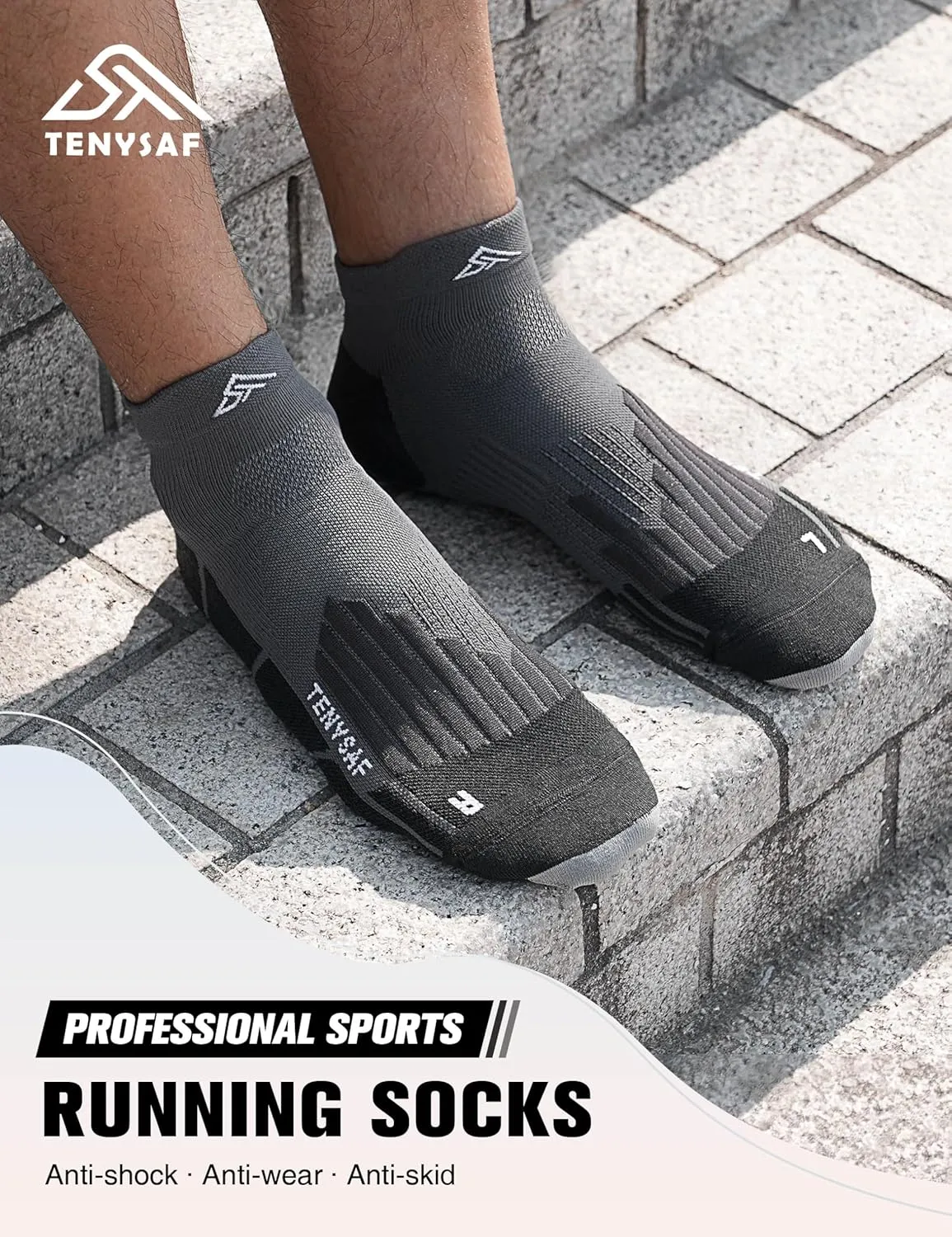 Compression Athletic Running Socks: Ankle Sport Low Cut Socks for Men Women with Cushion for Hiking Basketball