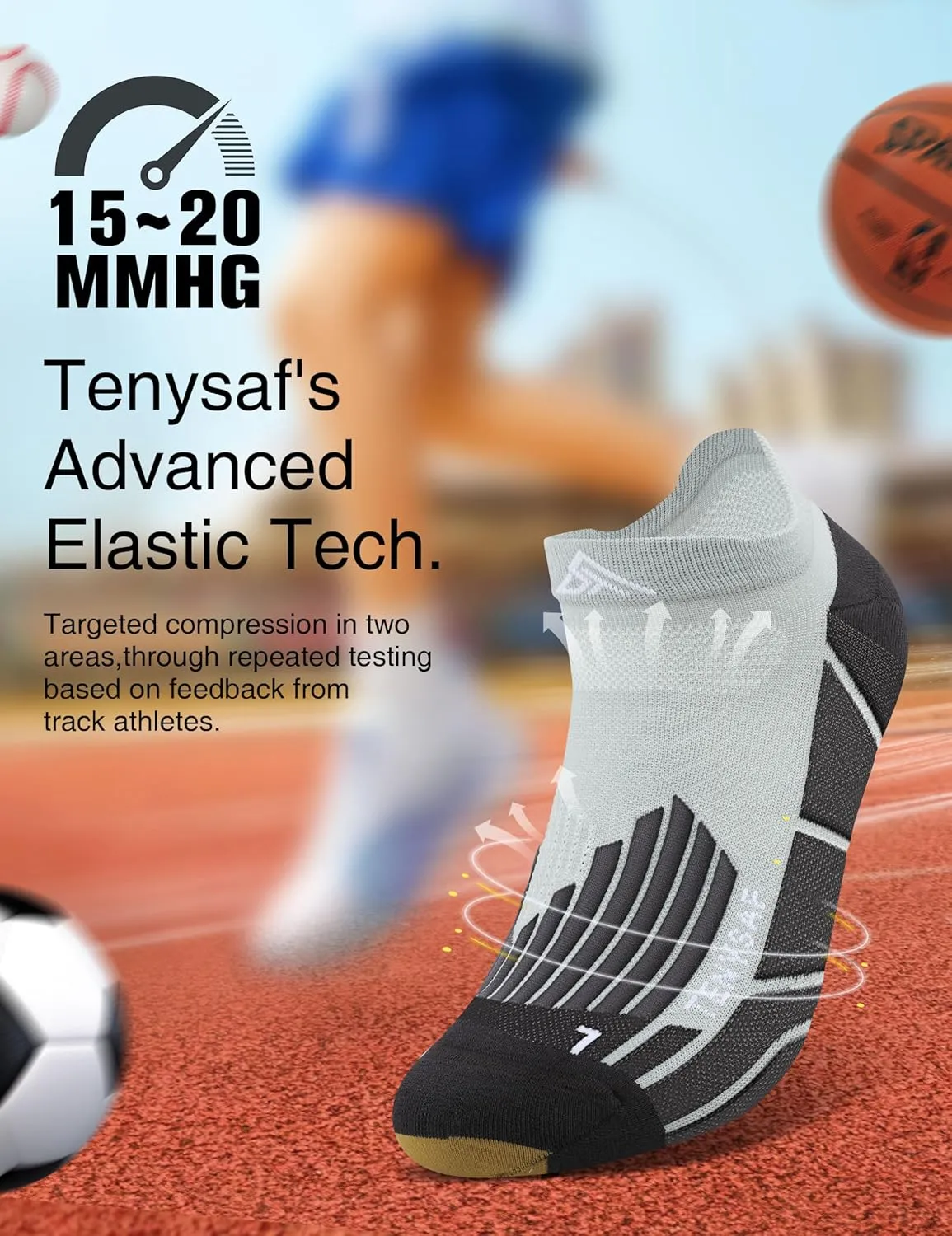Compression Athletic Running Socks: Ankle Sport Low Cut Socks for Men Women with Cushion for Hiking Basketball