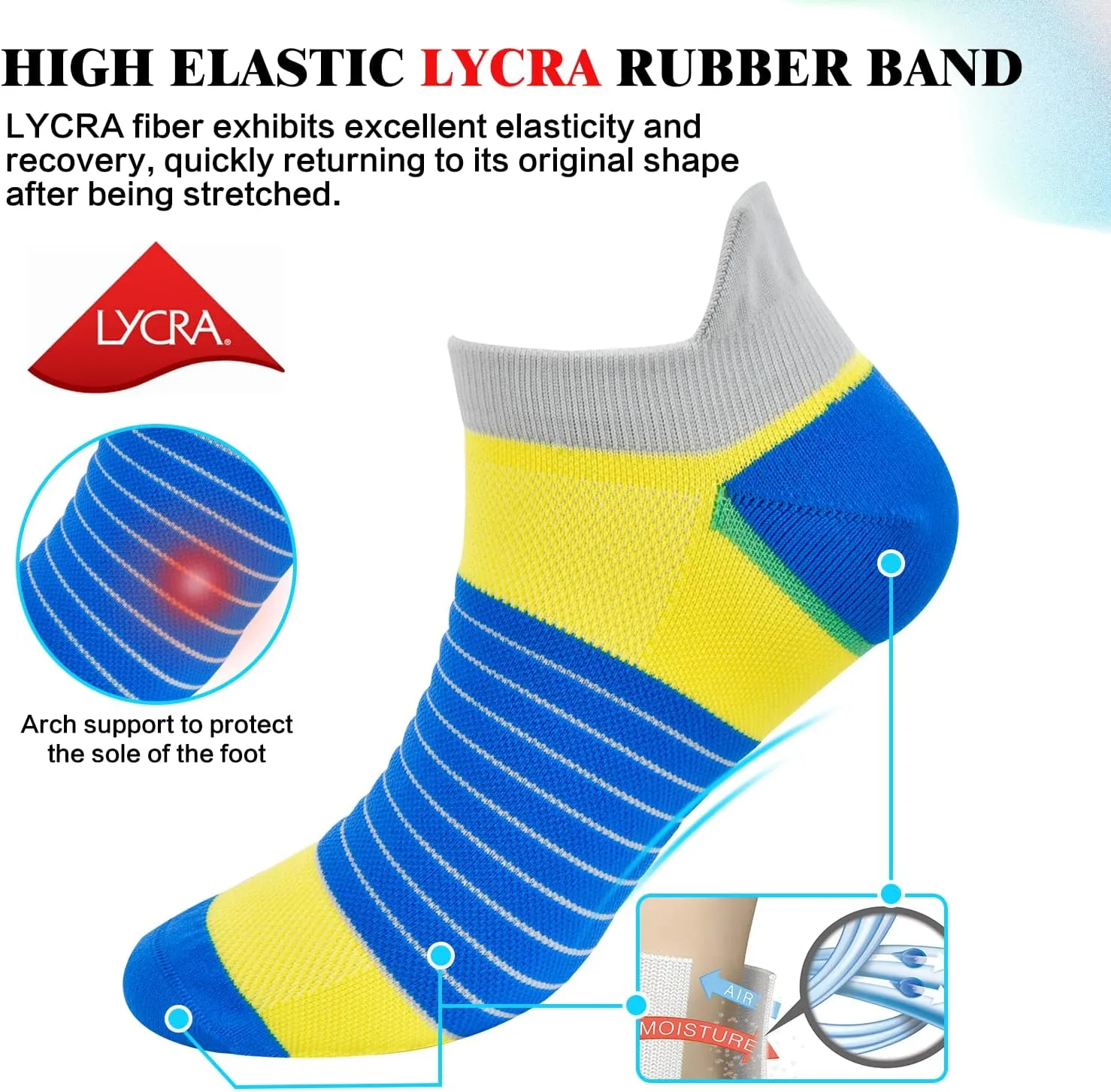 Compression Sport Running Socks For Women Men Seamless Cushion Ankle Socks Plantar Fasciitis Neuropathy Socks 3 Pairs