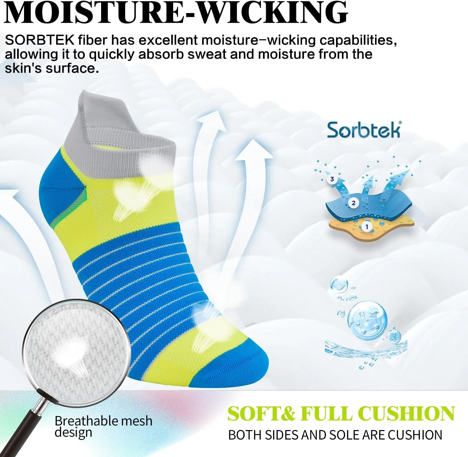 Compression Sport Running Socks For Women Men Seamless Cushion Ankle Socks Plantar Fasciitis Neuropathy Socks 3 Pairs