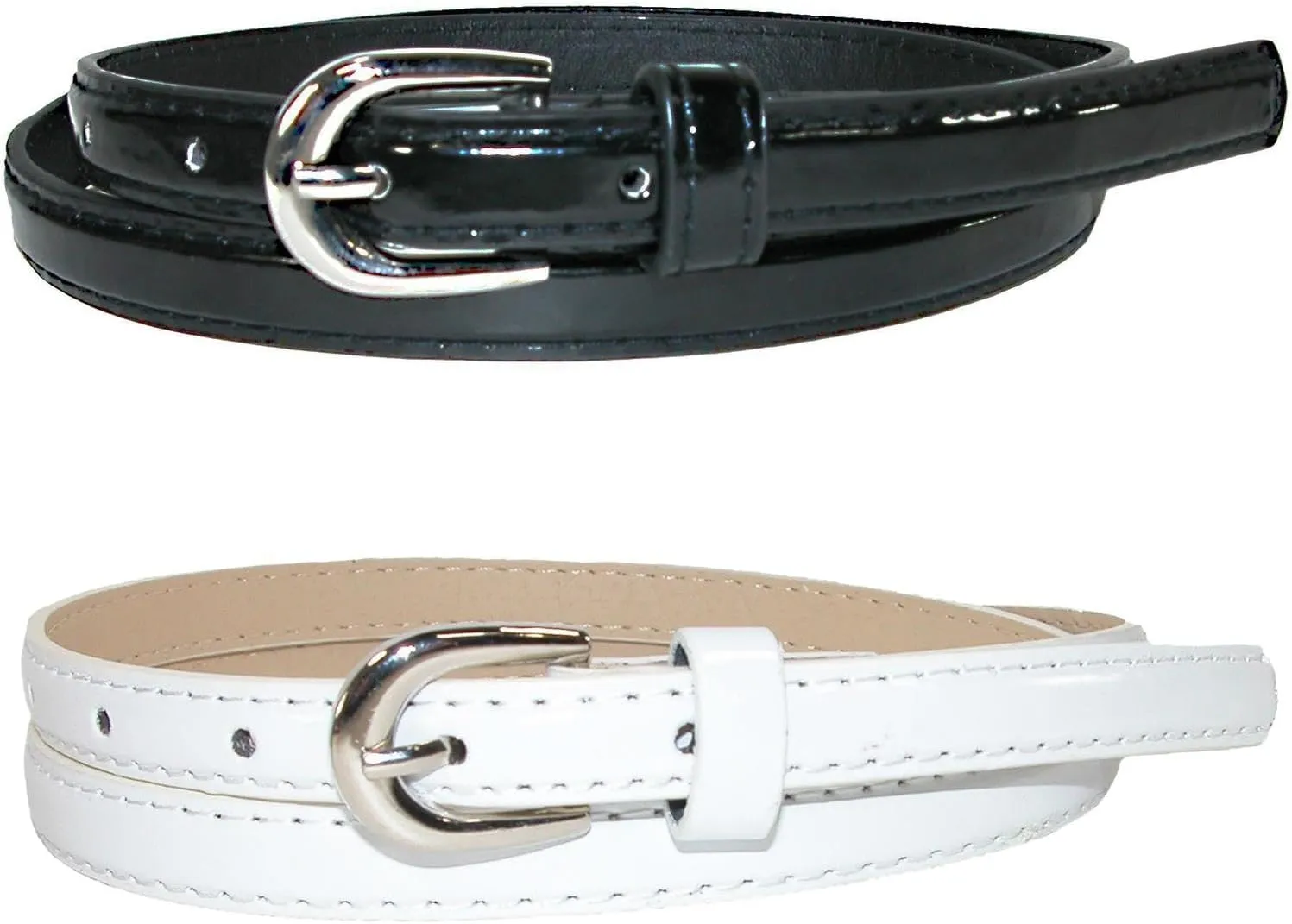 CTM® Women's Skinny Dress Belt (Pack of 2 Colors)