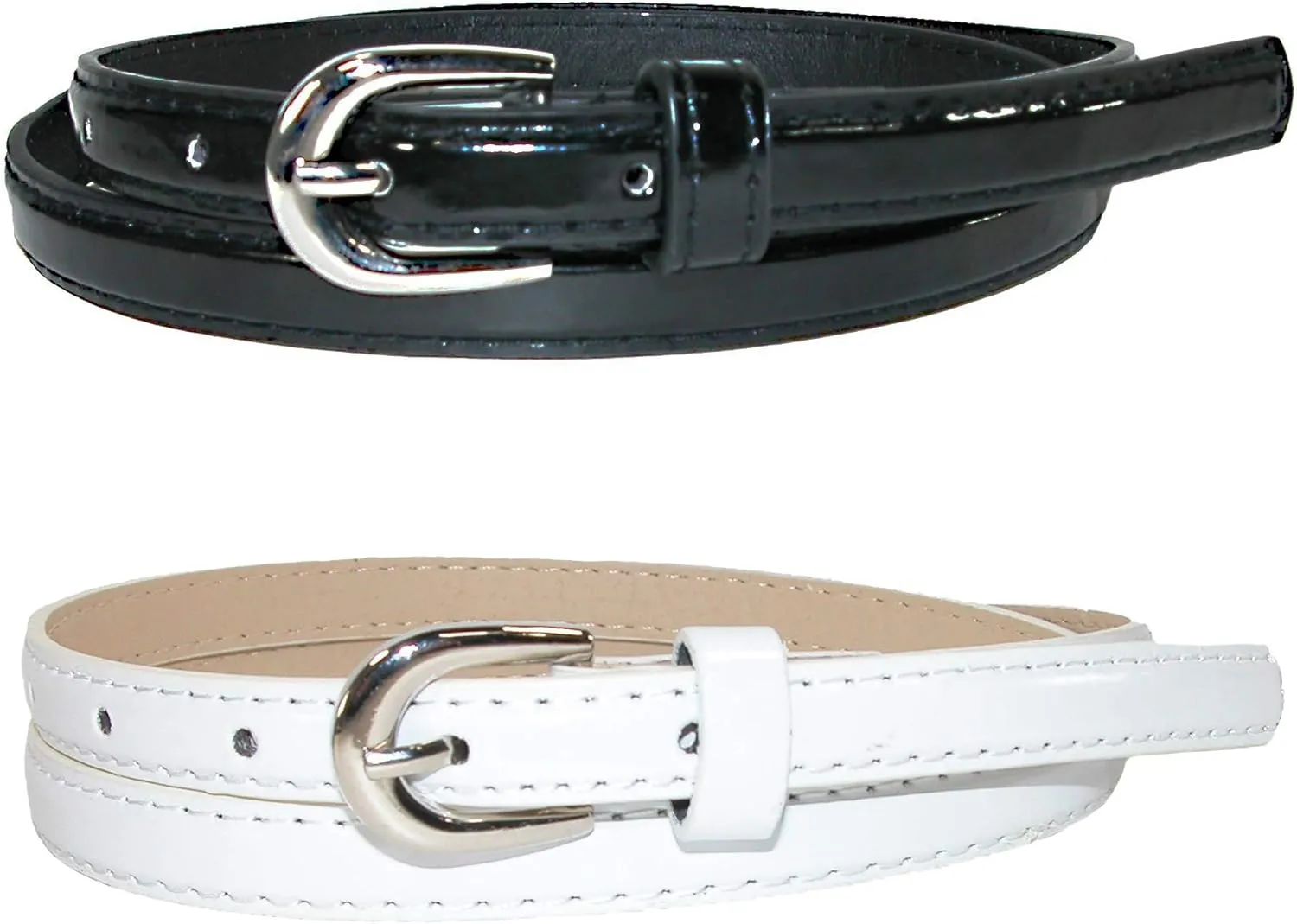 CTM® Women's Skinny Dress Belt (Pack of 2 Colors)
