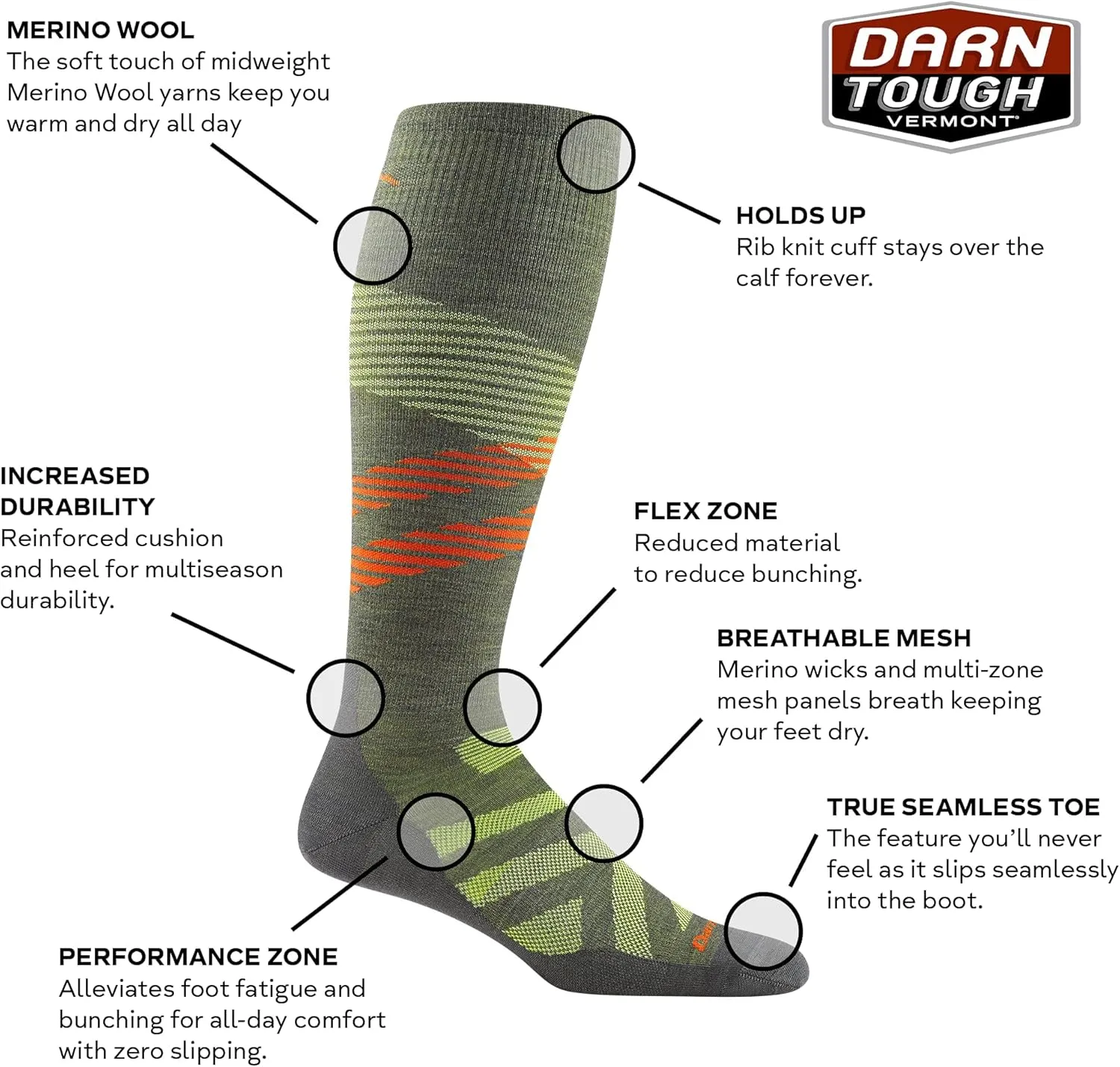 Darn Tough Men's Pennant RFL OTC Ultra-Lightweight Sock (Style 8002)