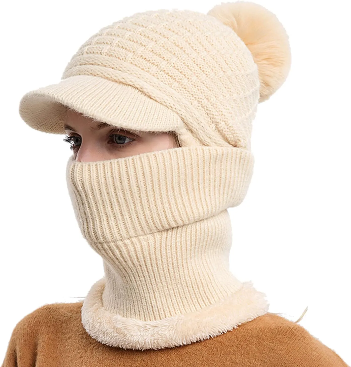 Fashion Winter Warm Set Winter Hats Scarf for Women Men Winter Warm Thick Knit Hat Scarf Set Fleece Caps Neck Scarves