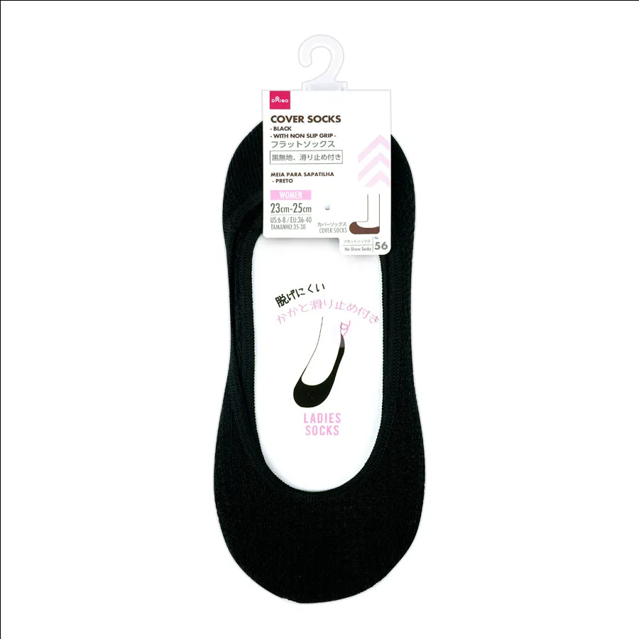 Flat Socks With Non-Slip Plain Black