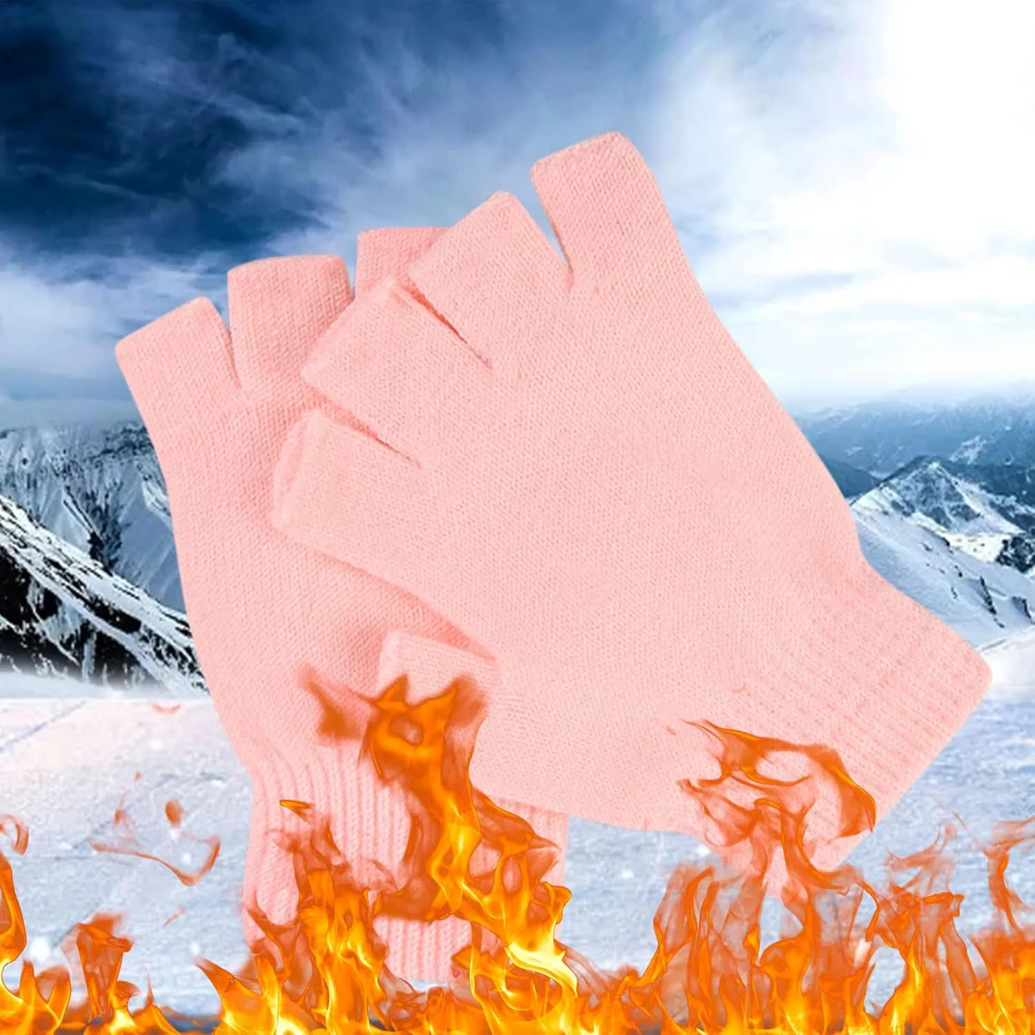 FUDERU Women's Winter Touchscreen Gloves Warm Lined Knit Gloves Elastic Winter Texting Gloves with Thickened Wrist Cuff