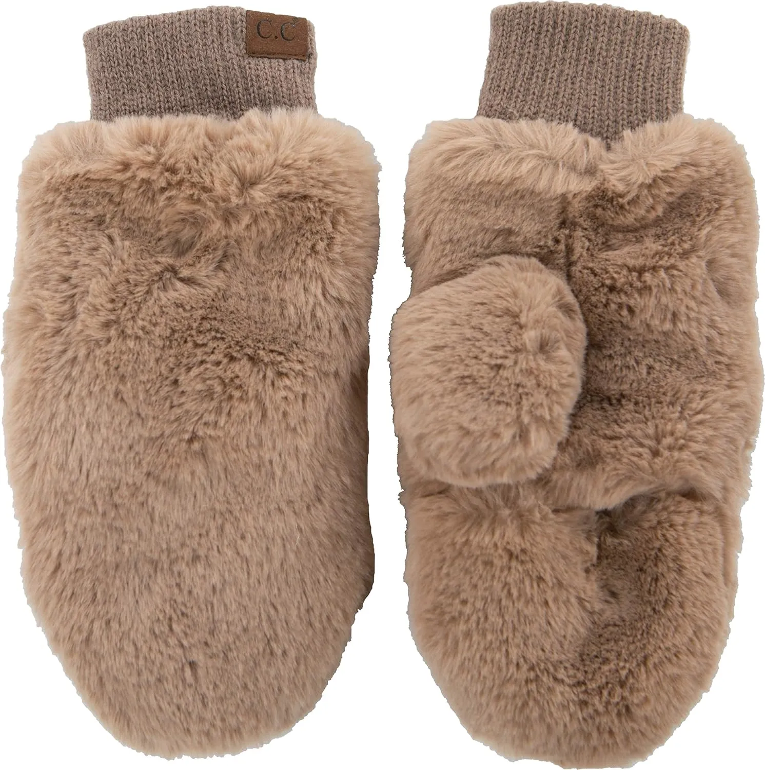 Funky Junque Faux Fur Flip Mittens Womens Warm Convertible Fingerless Gloves