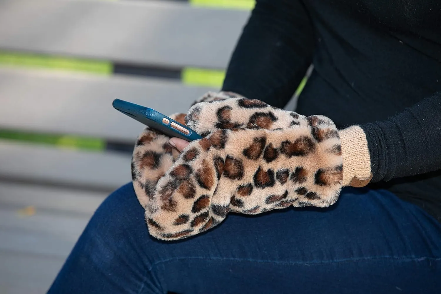Funky Junque Faux Fur Flip Mittens Womens Warm Convertible Fingerless Gloves