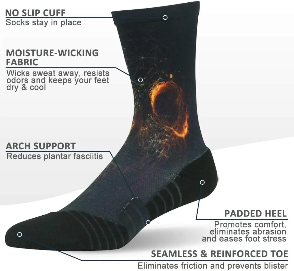 HUSO Cycling Socks for Men Women, Novelty Bike Socks Fun Running Basketball Athletic Crew Socks 3, 4, 7 Pairs