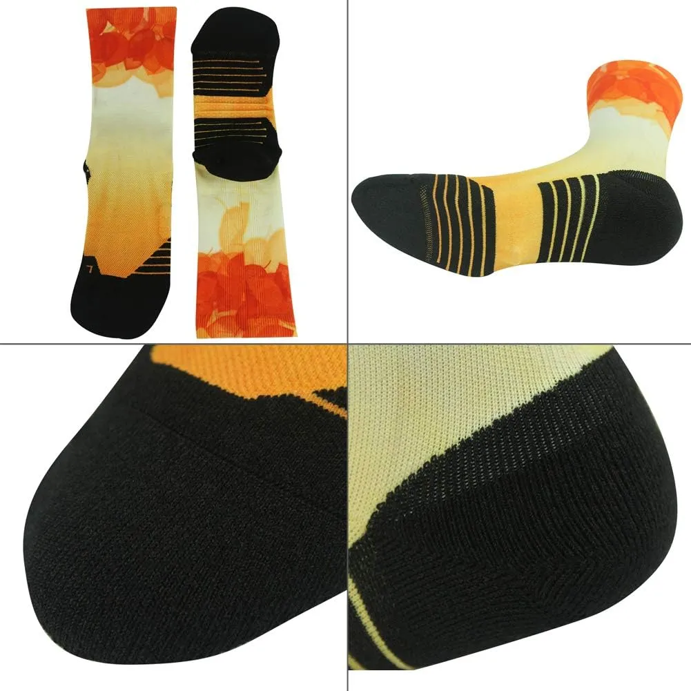 HUSO Cycling Socks for Men Women, Novelty Bike Socks Fun Running Basketball Athletic Crew Socks 3, 4, 7 Pairs