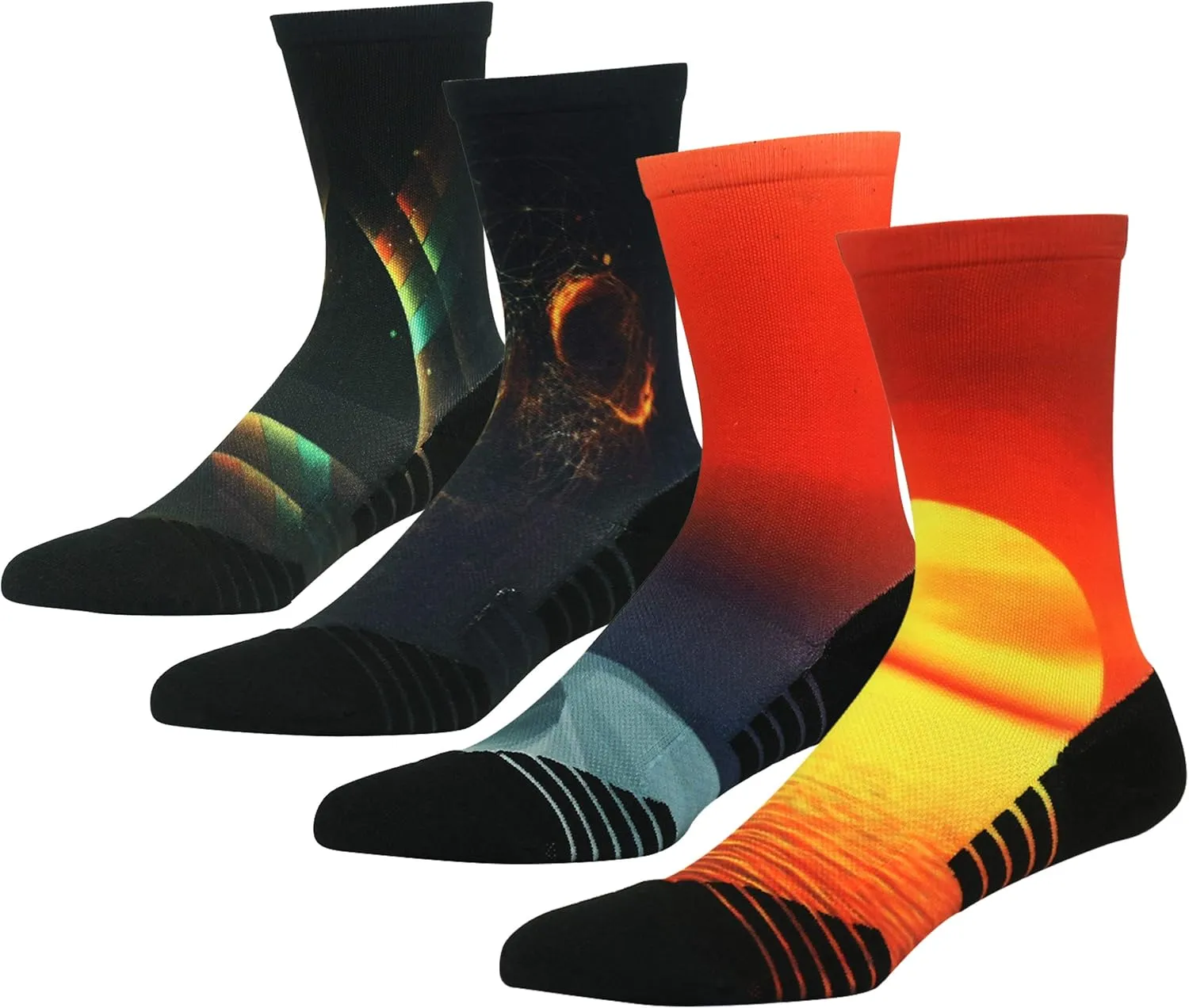 HUSO Cycling Socks for Men Women, Novelty Bike Socks Fun Running Basketball Athletic Crew Socks 3, 4, 7 Pairs