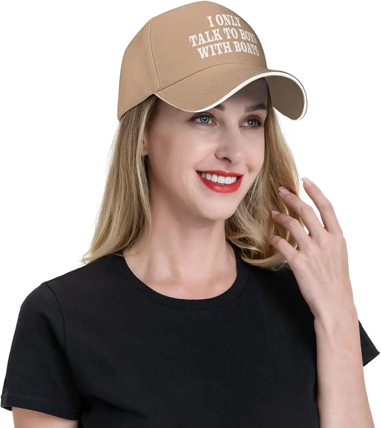 I Only Talk to Boys with Boats Hat Mens Wide Brim Baseball Cap Adjustable Low Profile Sports Dad Hats