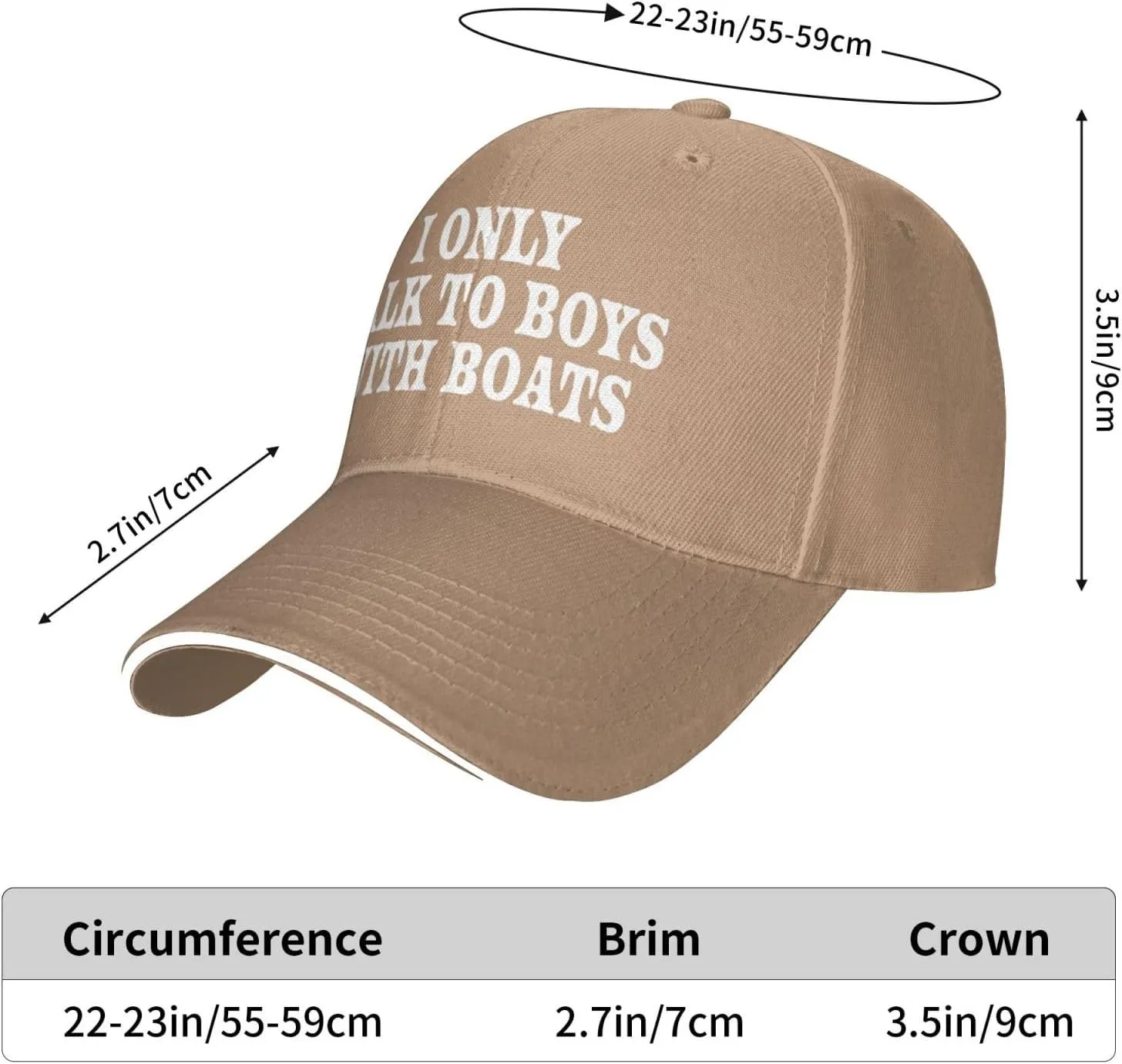 I Only Talk to Boys with Boats Hat Mens Wide Brim Baseball Cap Adjustable Low Profile Sports Dad Hats