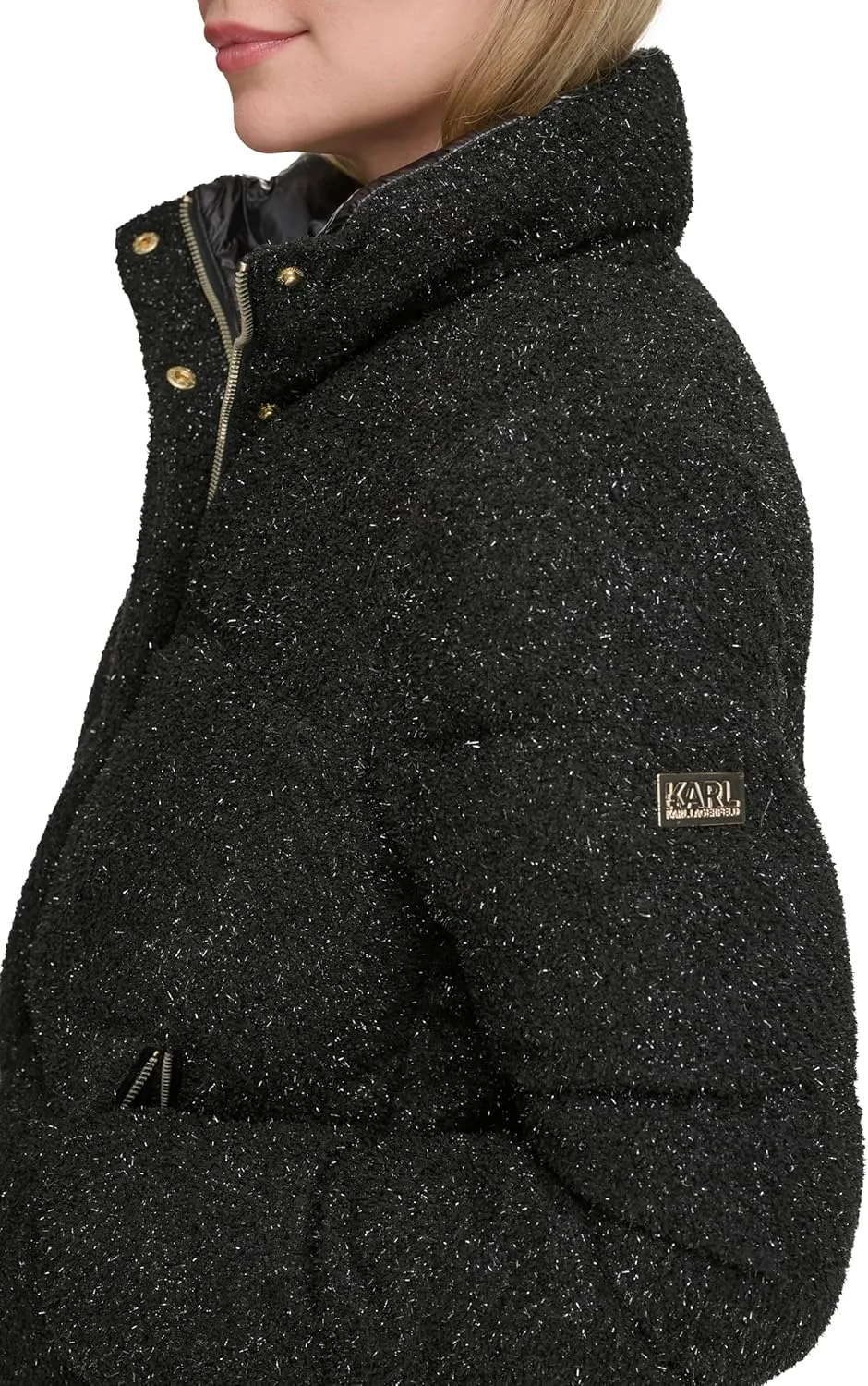 Karl Lagerfeld Paris Women's Fancy Occasional Sparkle Puffer