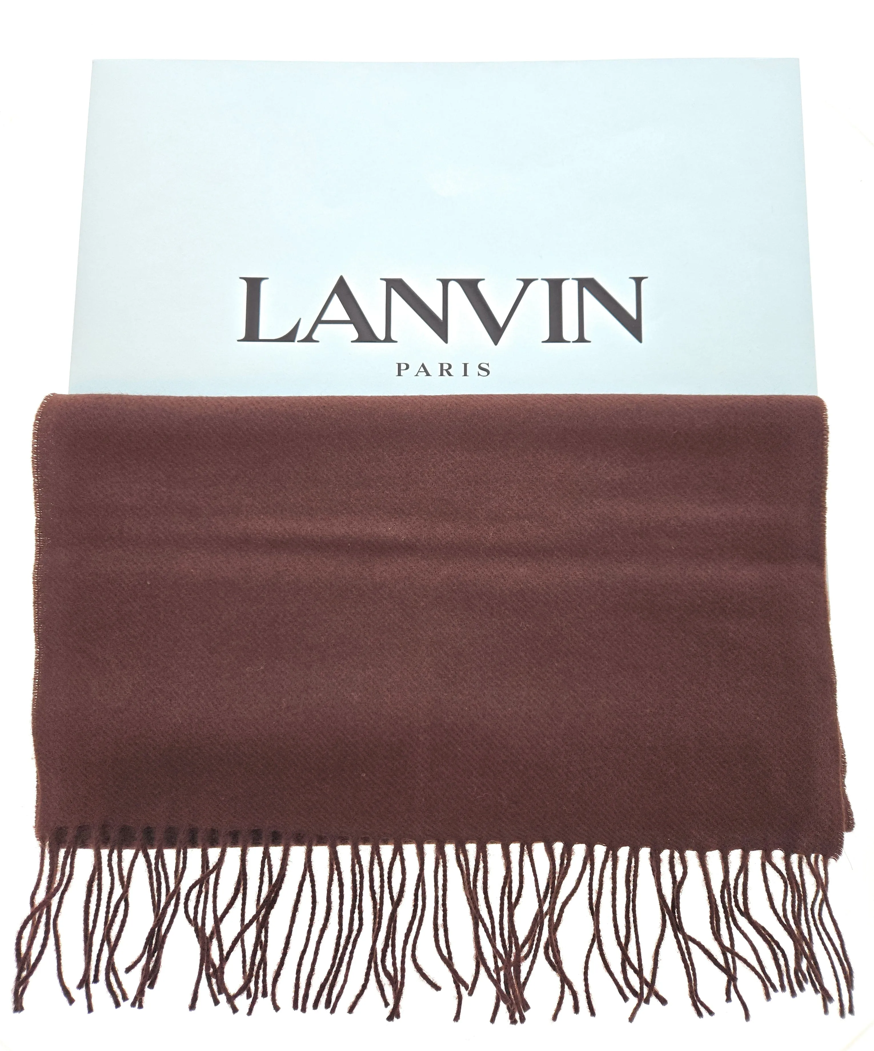 Lanvin Soft Luxurious Cashmere and Wool brown Fringe Scarf