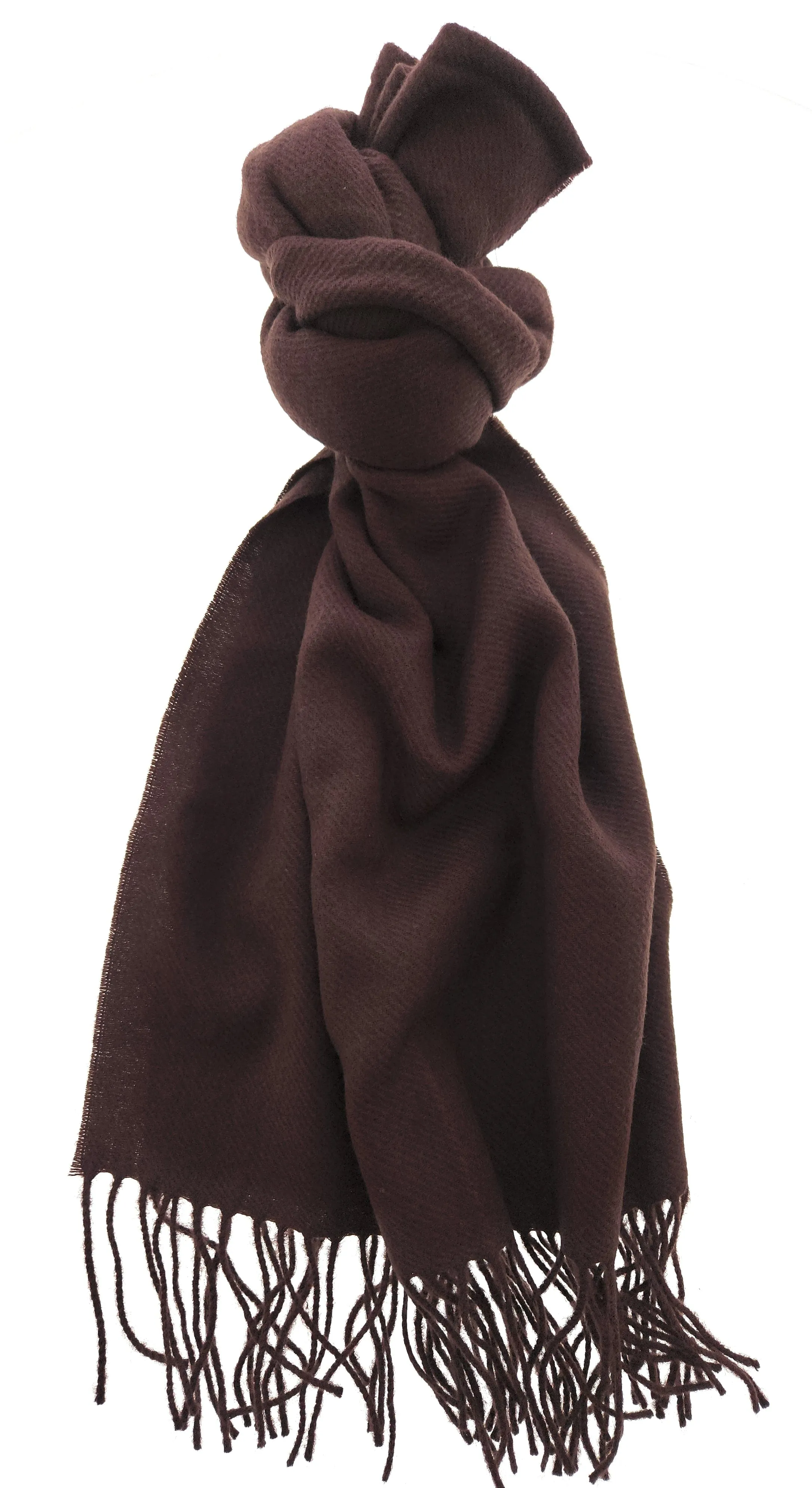 Lanvin Soft Luxurious Cashmere and Wool brown Fringe Scarf