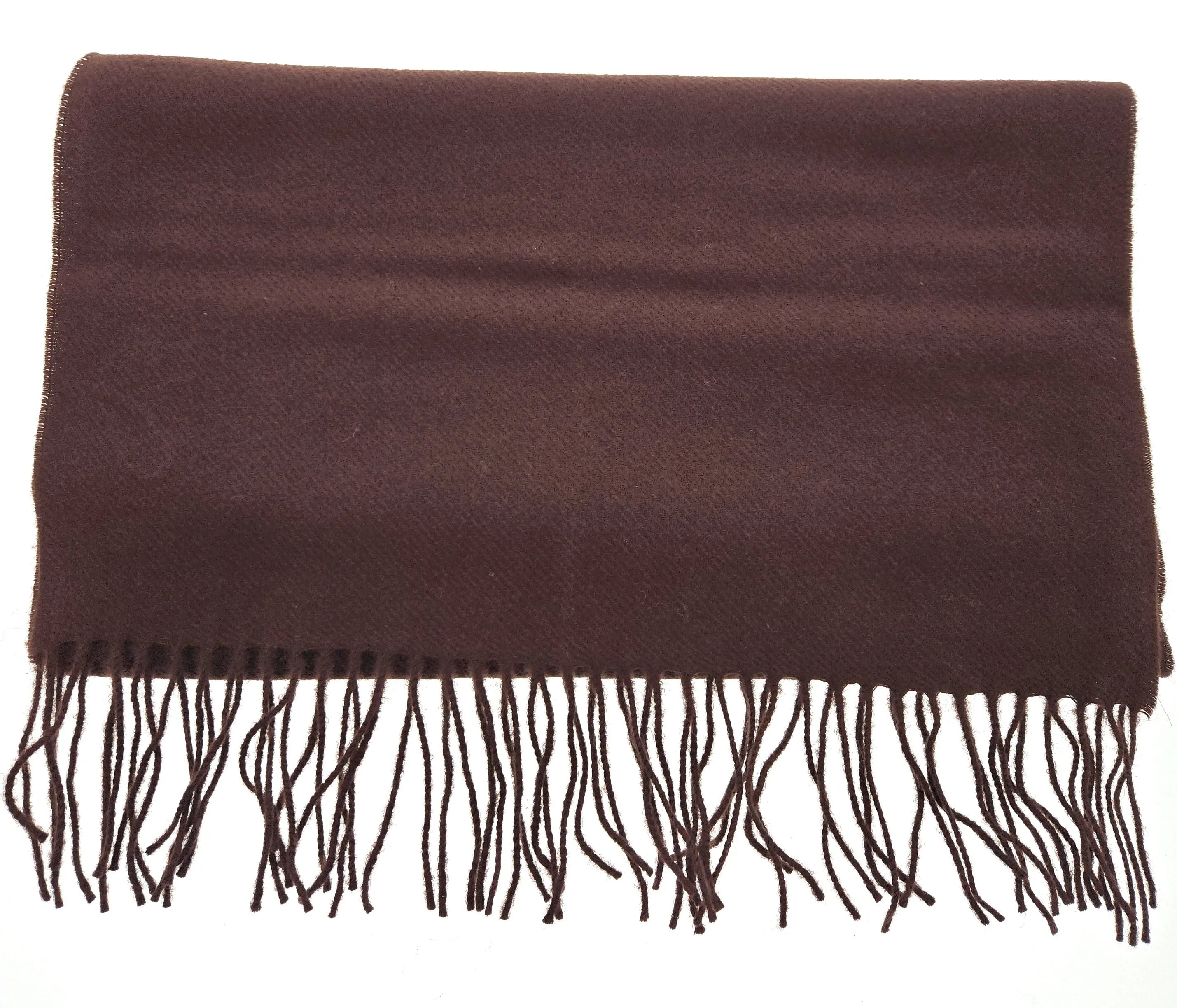 Lanvin Soft Luxurious Cashmere and Wool brown Fringe Scarf