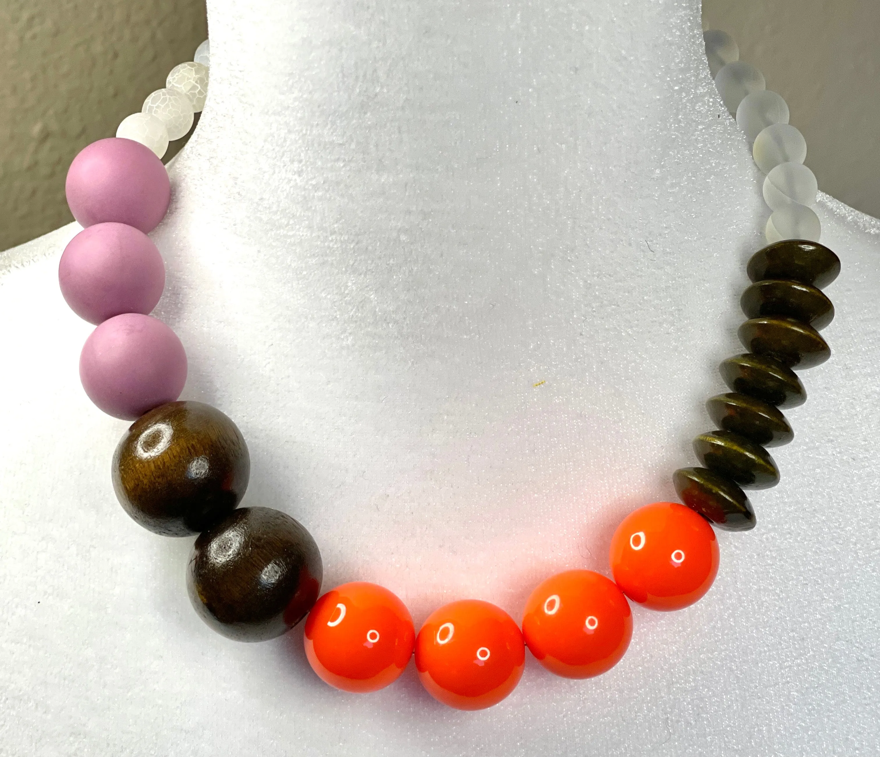 Matte lavender and neon orange gumball necklace #2