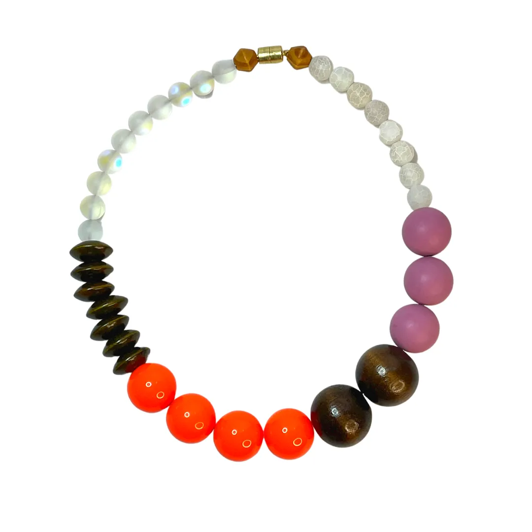 Matte lavender and neon orange gumball necklace #2
