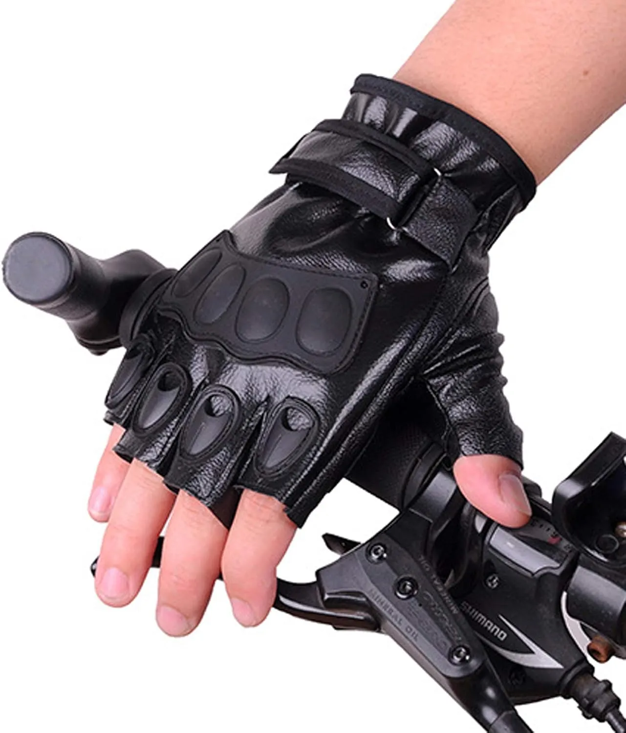 Men's Biker Trucker Motorcycle Outdoors Driving Sport Fingerless Half Finger Gloves Cycling Mitten