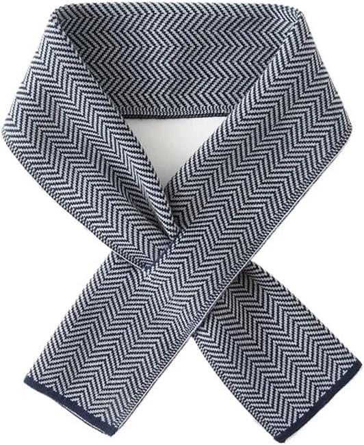 Men's Knit Scarf Cold Weather Scarves Neck Wrap Cosy Soft Winter Men Soft Classic Plaid Short Scarves Gifts For Men(DARK BLUE)