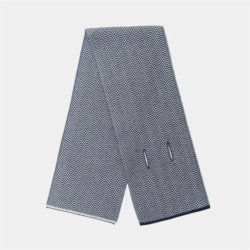 Men's Knit Scarf Cold Weather Scarves Neck Wrap Cosy Soft Winter Men Soft Classic Plaid Short Scarves Gifts For Men(DARK BLUE)