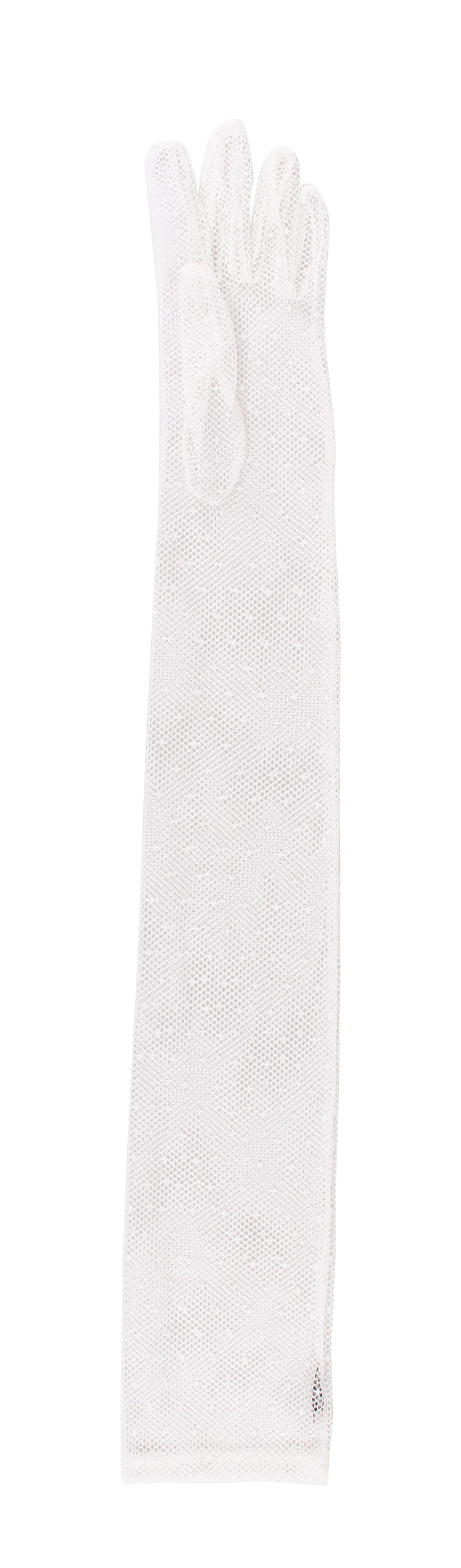 MIU MIU White Mesh Star Mid Arm Gloves-