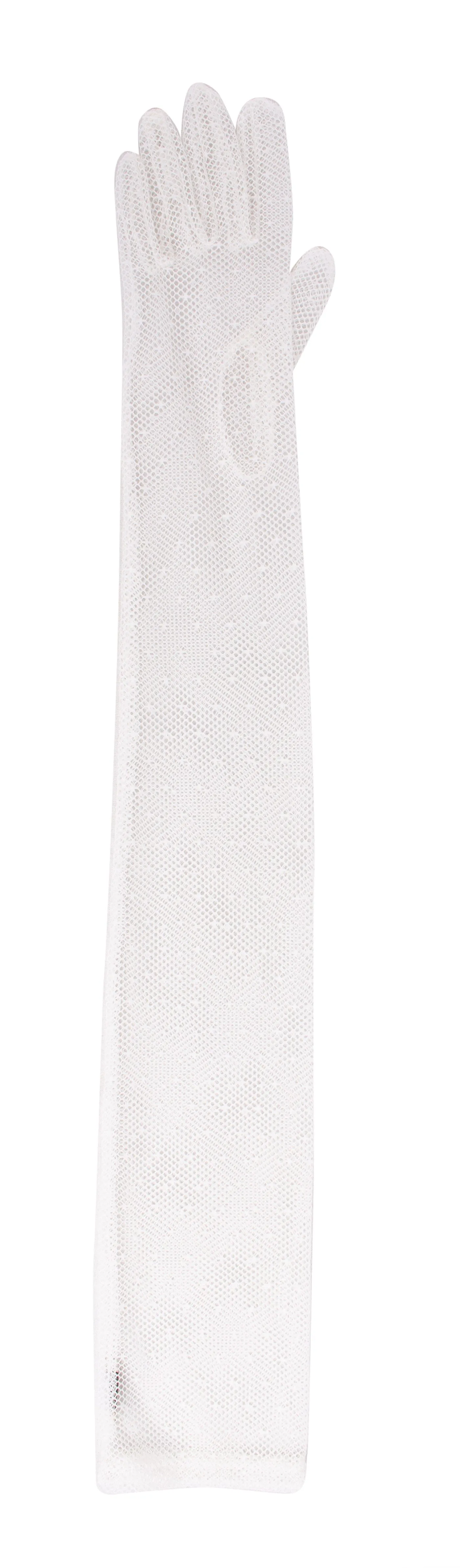 MIU MIU White Mesh Star Mid Arm Gloves-