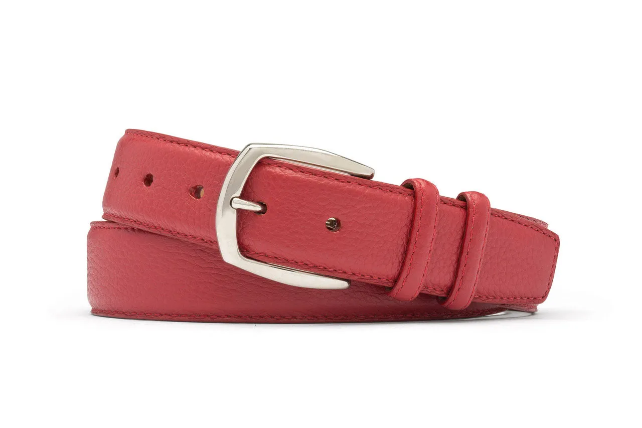Pebbled Calf Belt with Nickel Buckle