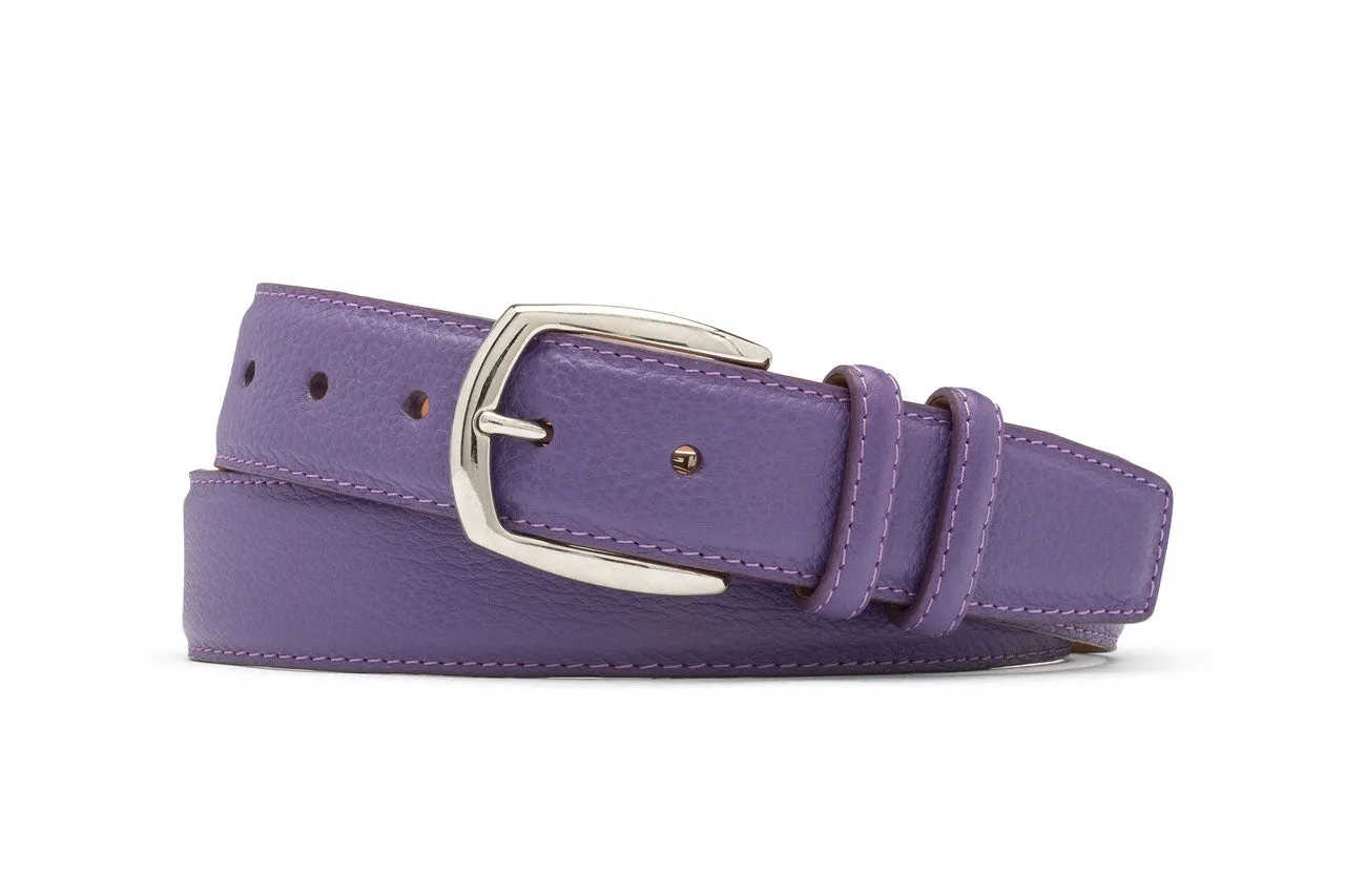 Pebbled Calf Belt with Nickel Buckle