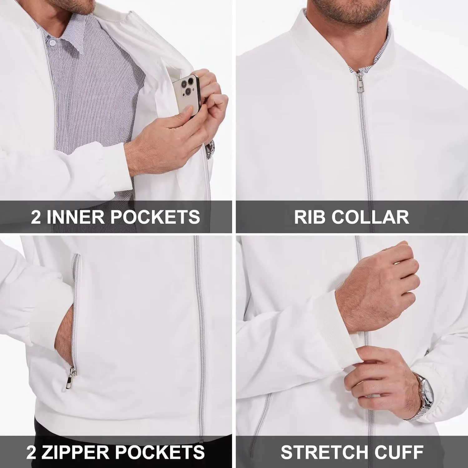 QPNGRP Men's Bright Zipper Windbreaker Softshell Lightweight Jacket