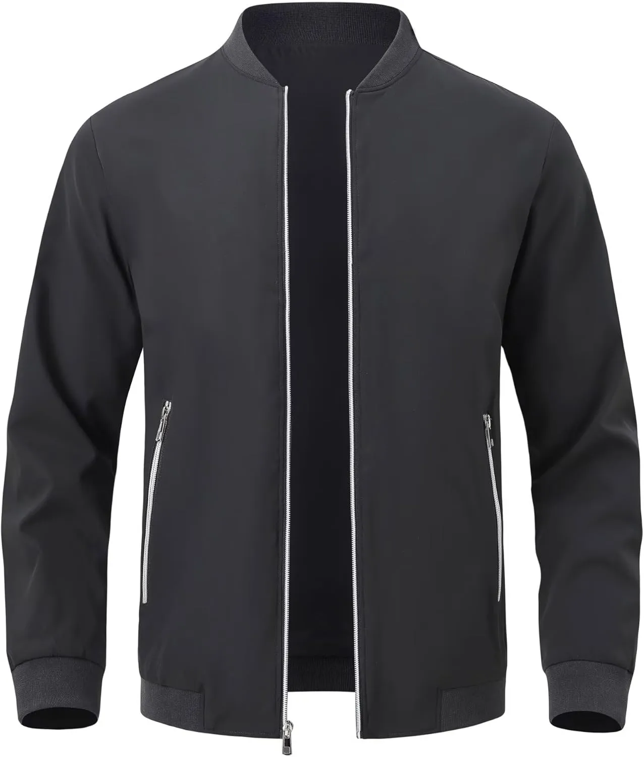QPNGRP Men's Bright Zipper Windbreaker Softshell Lightweight Jacket